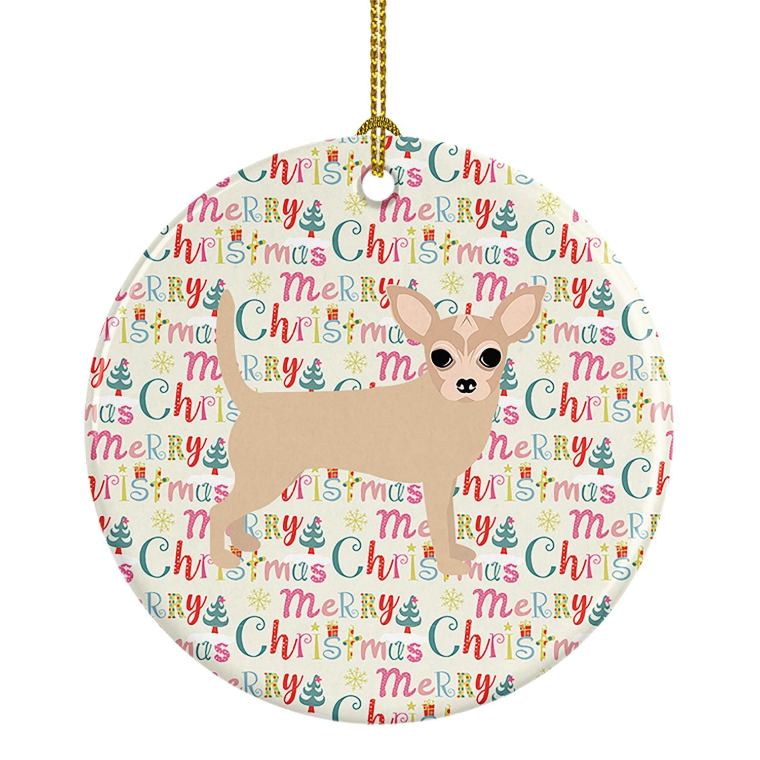 Chihuahua #2 Merry Christmas Ceramic Ornament Christmas Tree Hanging Decorations for Home Christmas Holiday, Party, Gift, 3 in, 
