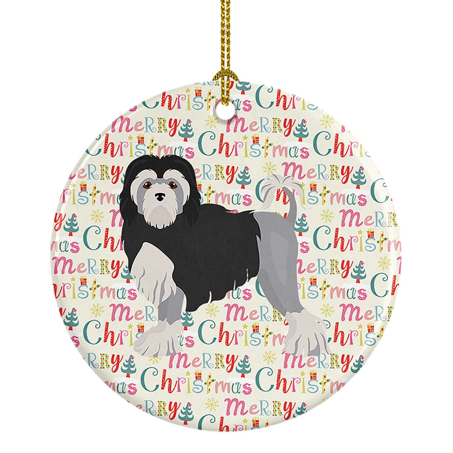 Lowchen Little Lion Dog #2 Merry Christmas Ceramic Ornament Christmas Tree Hanging Decorations for Home Christmas Holiday, Party