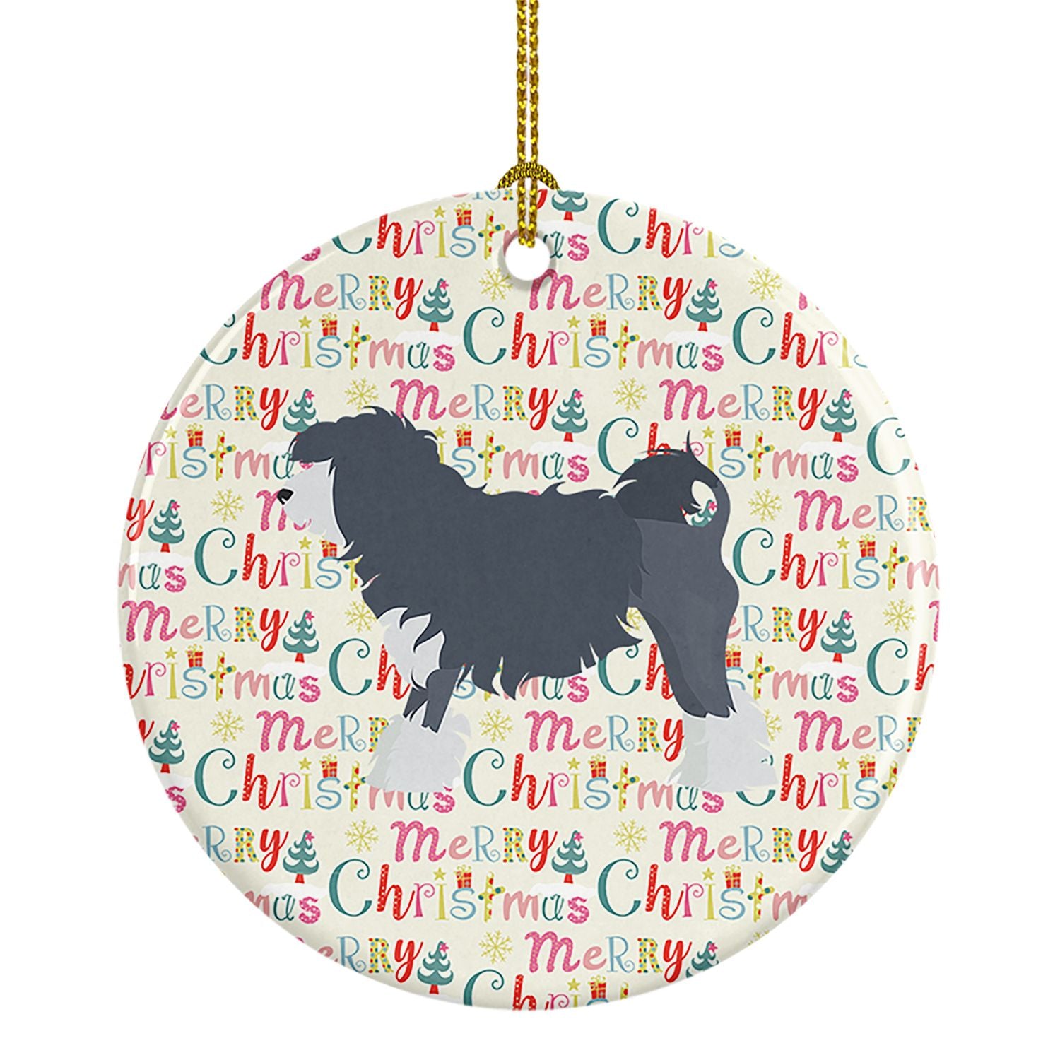 Lowchen Little Lion Dog #1 Merry Christmas Ceramic Ornament Christmas Tree Hanging Decorations for Home Christmas Holiday, Party