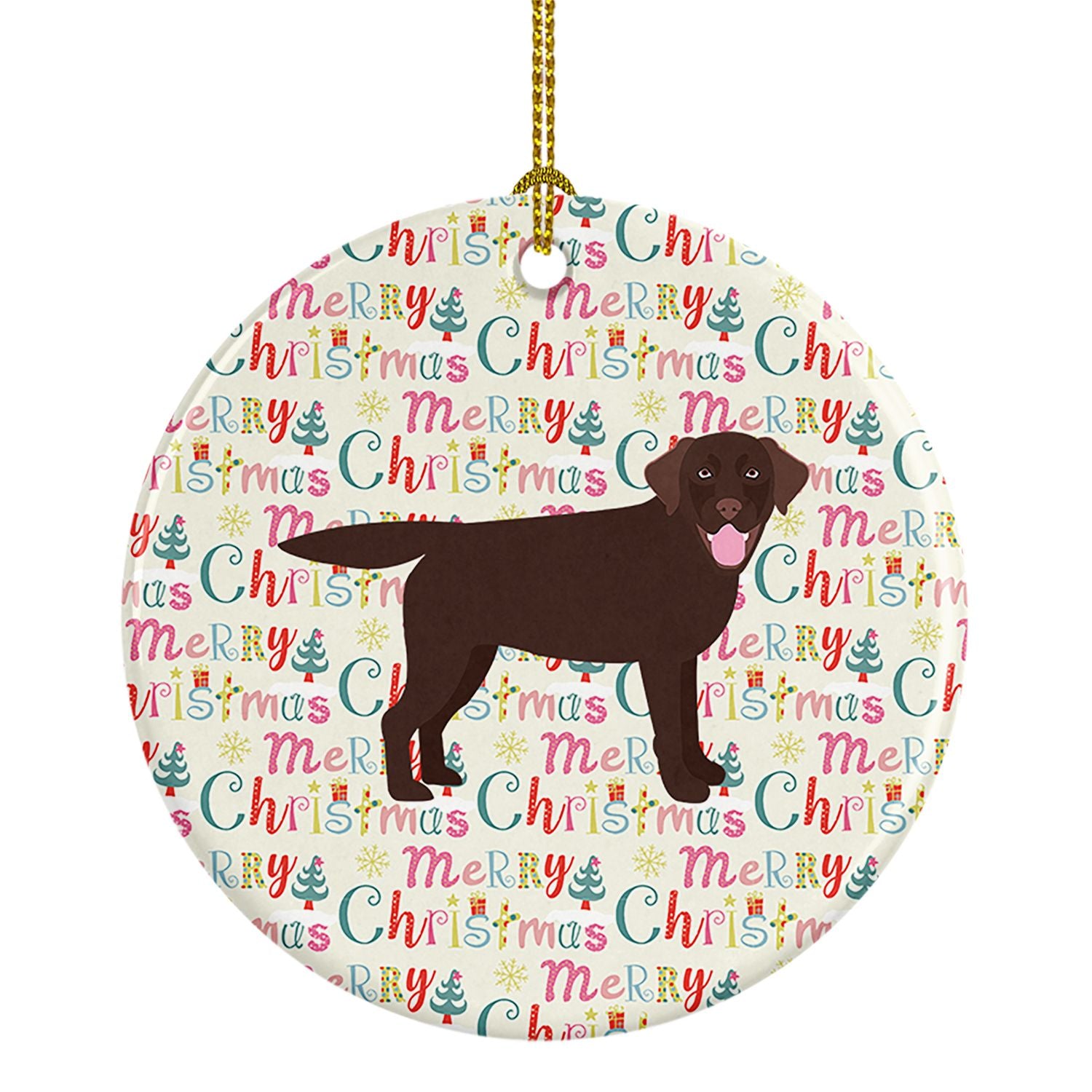 Chocolate Labrador Retriever Merry Christmas Ceramic Ornament Christmas Tree Hanging Decorations for Home Christmas Holiday, Par