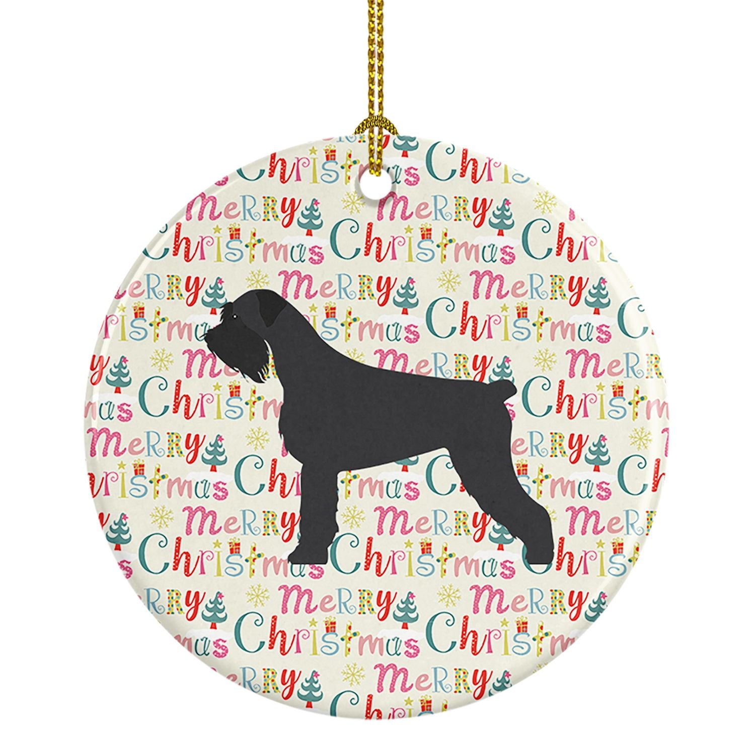 Giant Schnauzer Merry Christmas Ceramic Ornament Christmas Tree Hanging Decorations for Home Christmas Holiday, Party, Gift, 3 i