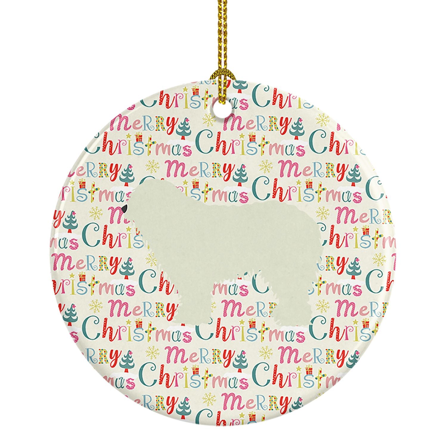 Komondor Merry Christmas Ceramic Ornament Christmas Tree Hanging Decorations for Home Christmas Holiday, Party, Gift, 3 in, Mult