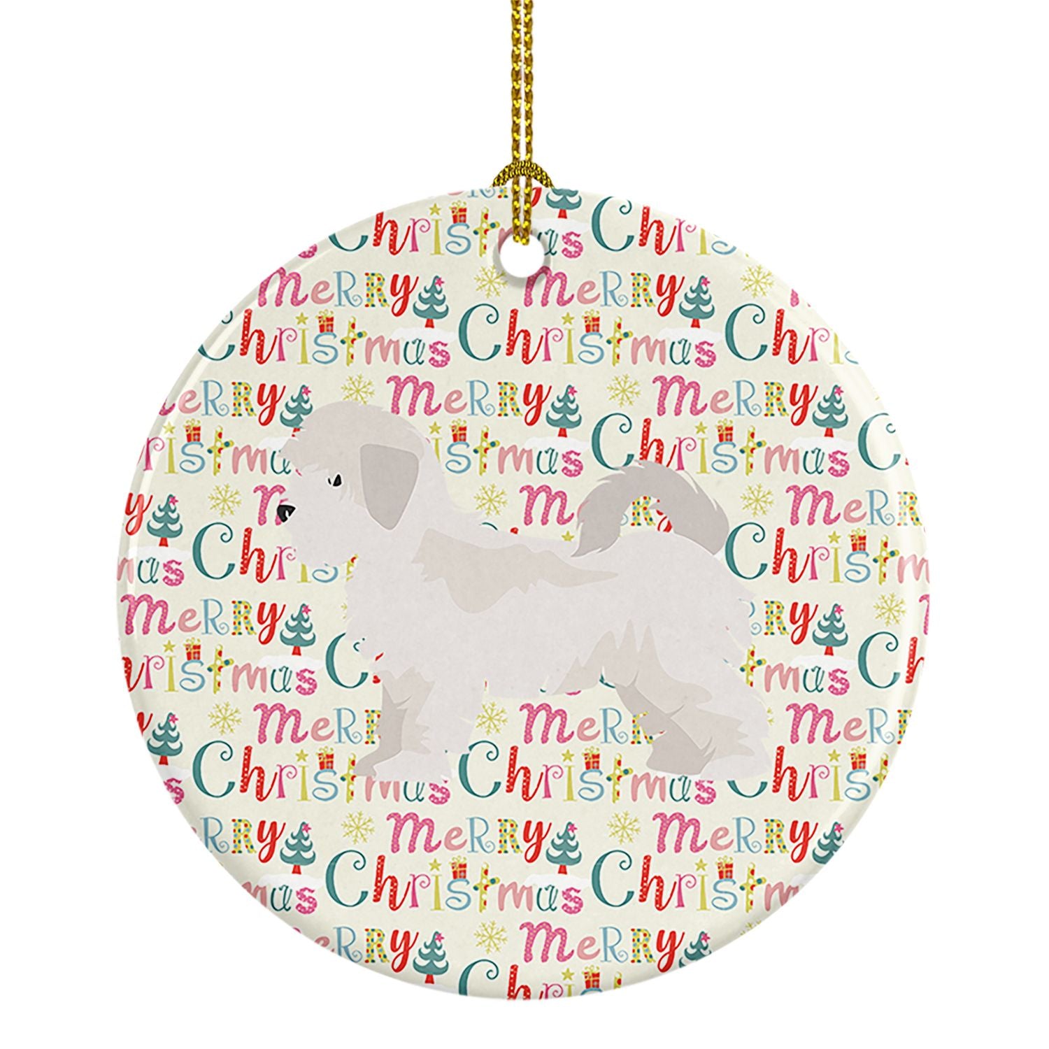 Maltese Puppy Cut Merry Christmas Ceramic Ornament Christmas Tree Hanging Decorations for Home Christmas Holiday, Party, Gift, 3