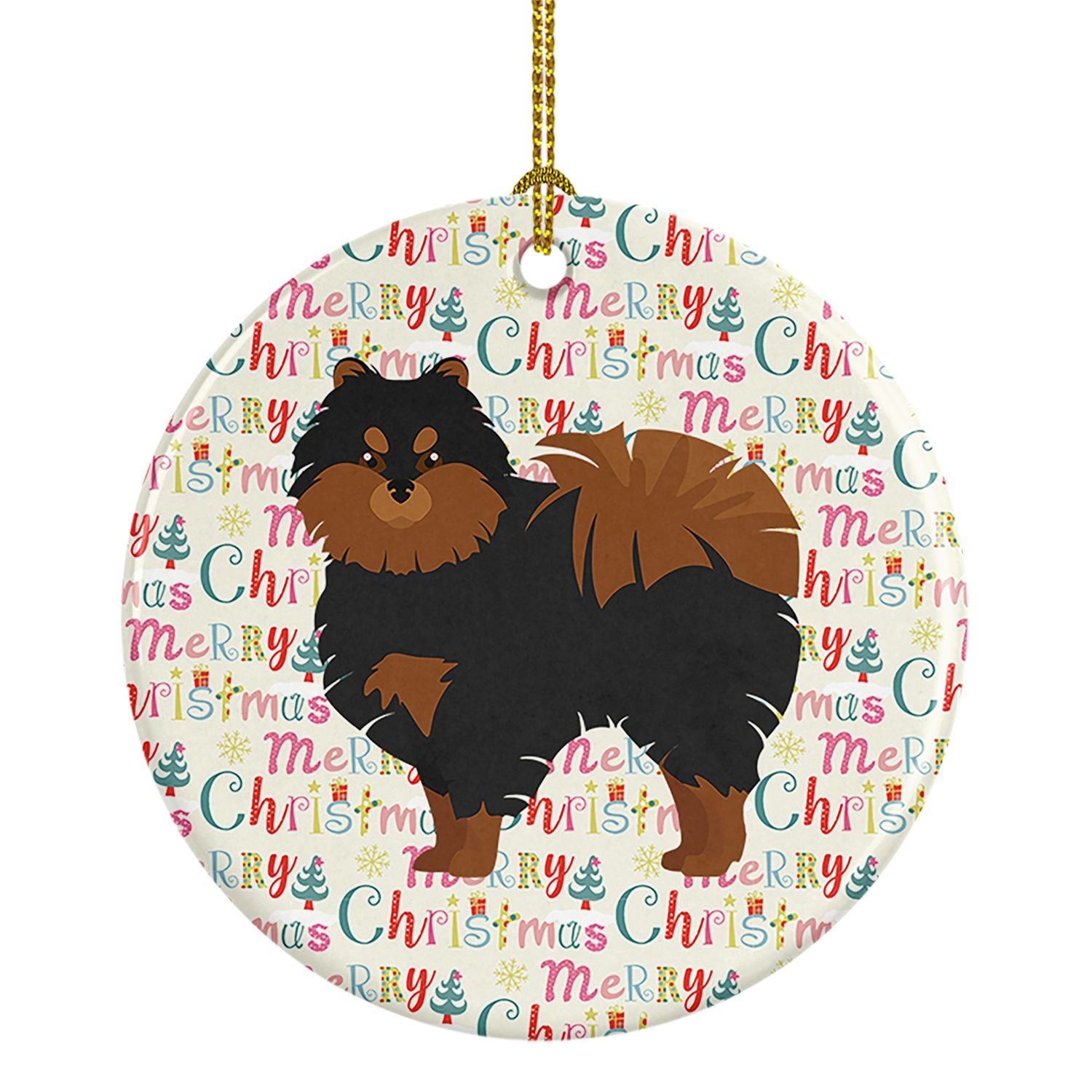 Pomeranian #2 Merry Christmas Ceramic Ornament Christmas Tree Hanging Decorations for Home Christmas Holiday, Party, Gift, 3 in,