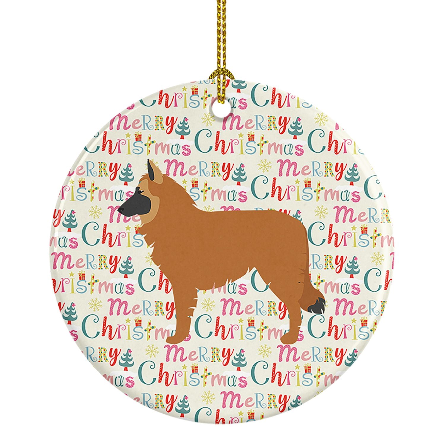 Belgian Shepherd Merry Christmas Ceramic Ornament Christmas Tree Hanging Decorations for Home Christmas Holiday, Party, Gift, 3 