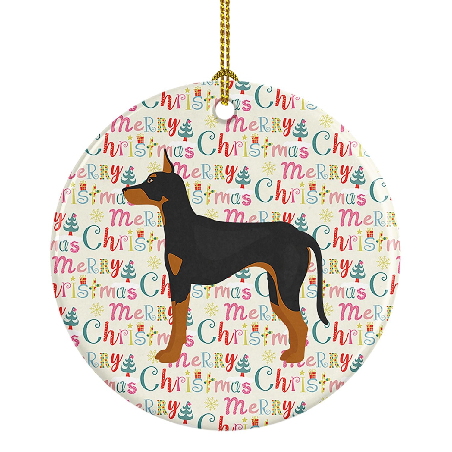 Manchester Terrier Merry Christmas Ceramic Ornament Christmas Tree Hanging Decorations for Home Christmas Holiday, Party, Gift, 