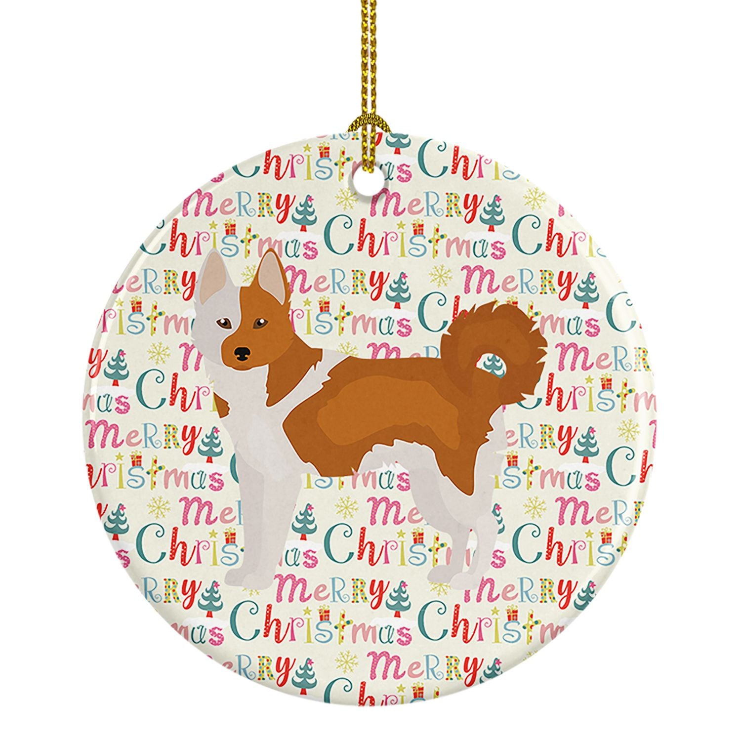 Nordic Spitz Merry Christmas Ceramic Ornament Christmas Tree Hanging Decorations for Home Christmas Holiday, Party, Gift, 3 in, 