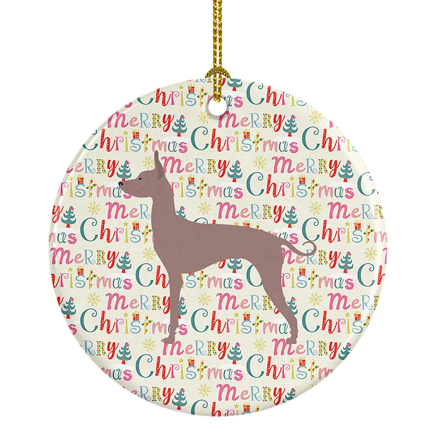 Dogo Argentino Merry Christmas Ceramic Ornament Christmas Tree Hanging Decorations for Home Christmas Holiday, Party, Gift, 3 in