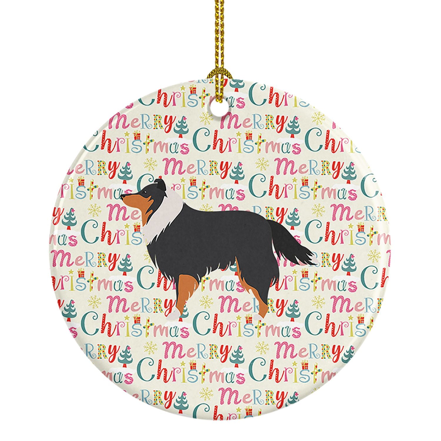 Sheltie/Shetland Sheepdog Merry Christmas Ceramic Ornament Christmas Tree Hanging Decorations for Home Christmas Holiday, Party,