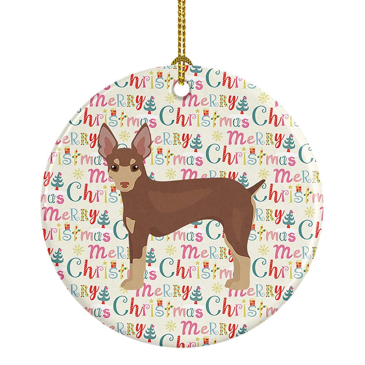 Miniature Fox Terrier Merry Christmas Ceramic Ornament Christmas Tree Hanging Decorations for Home Christmas Holiday, Party, Gif