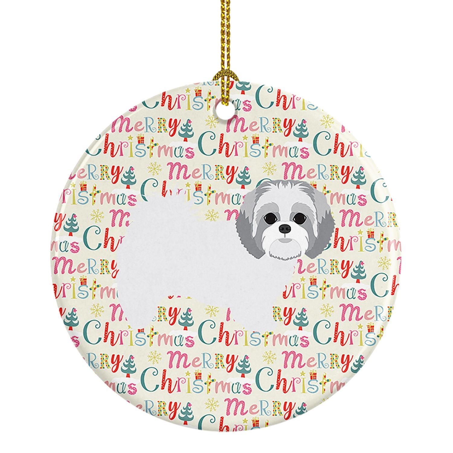 Shih Tzu #2 Merry Christmas Ceramic Ornament Christmas Tree Hanging Decorations for Home Christmas Holiday, Party, Gift, 3 in, M