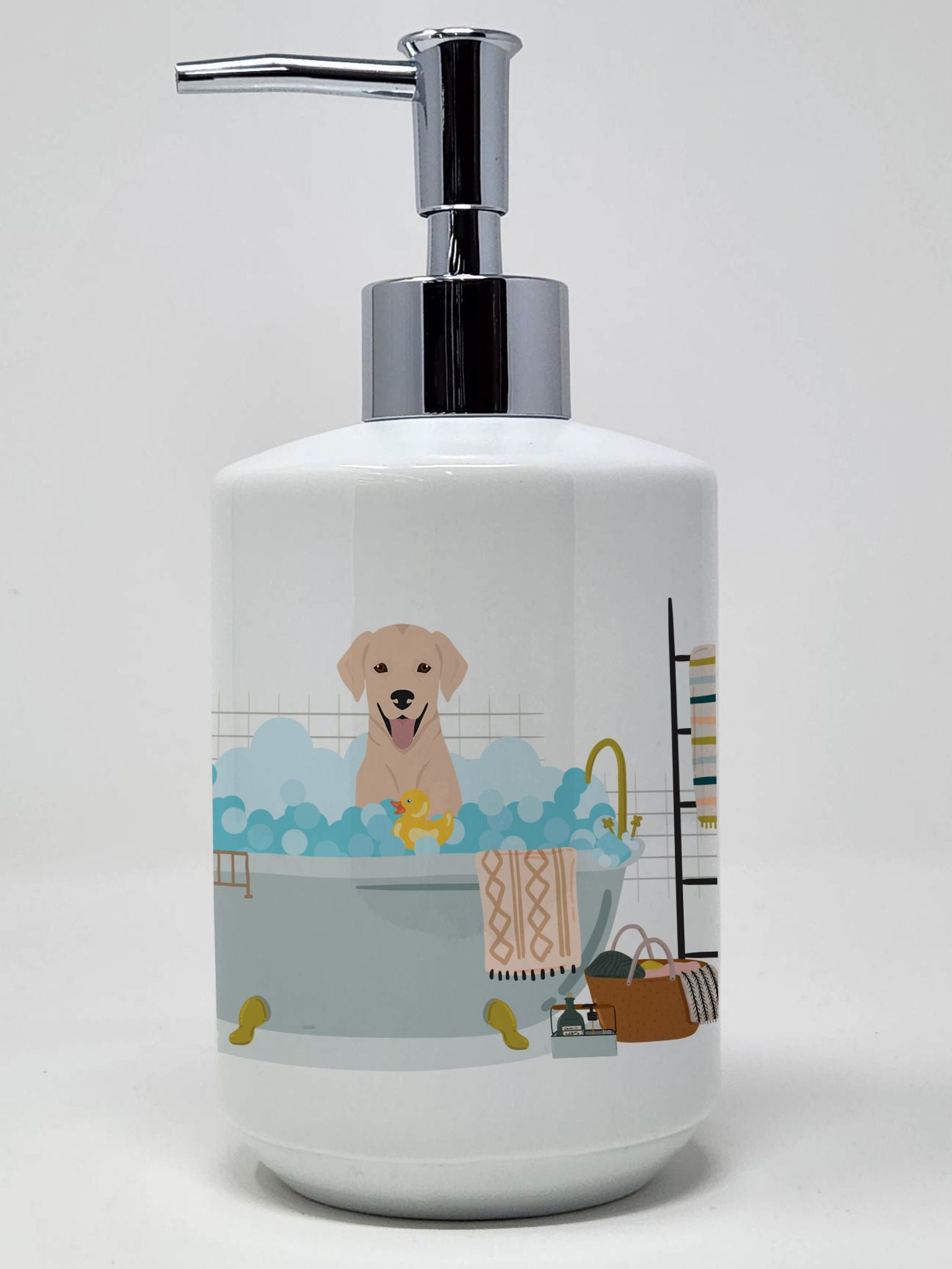 Yellow Labrador Retriever Ceramic Soap Dispenser Hand Soap Dispenser Pump Bottles for Bathroom Kitchen, Empty Refillable Liquid 