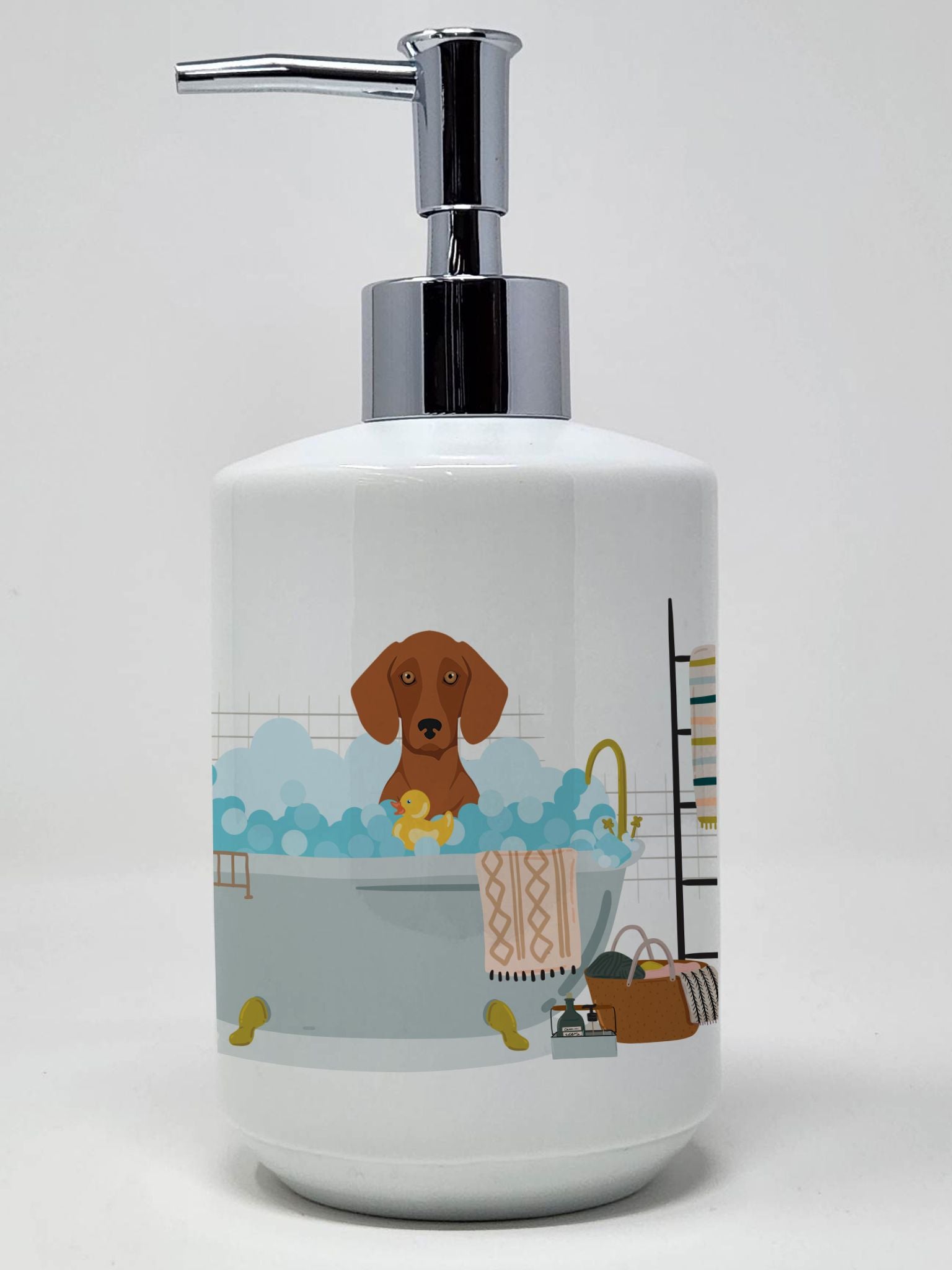 Red Dachshund Ceramic Soap Dispenser Hand Soap Dispenser Pump Bottles for Bathroom Kitchen, Empty Refillable Liquid Soap Contain