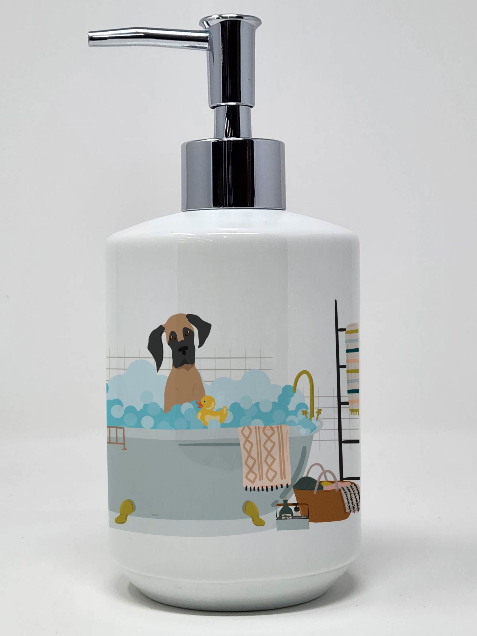 Fawn Great Dane Ceramic Soap Dispenser Hand Soap Dispenser Pump Bottles for Bathroom Kitchen, Empty Refillable Liquid Soap Conta