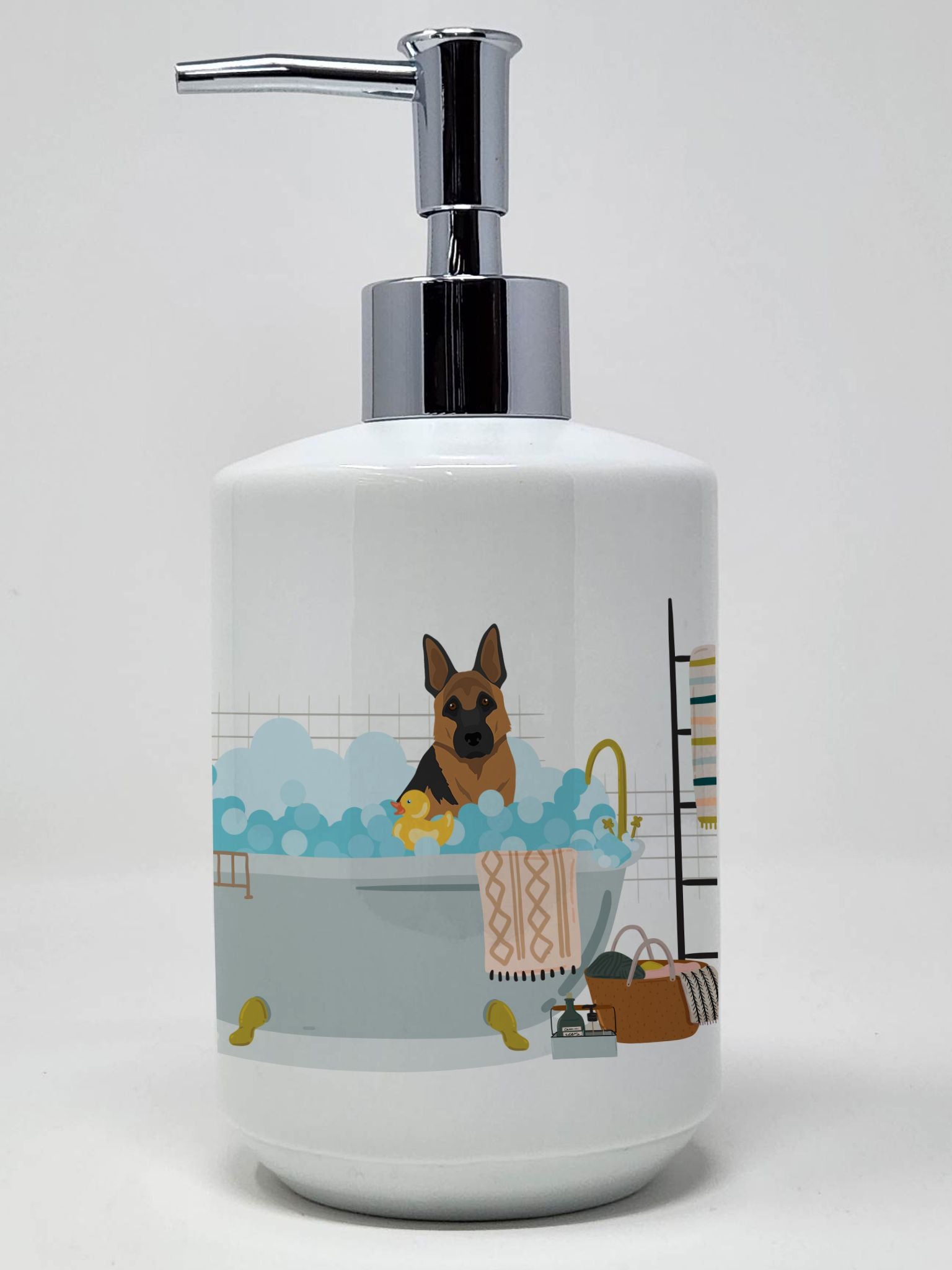 Black and Tan German Shepherd Ceramic Soap Dispenser Hand Soap Dispenser Pump Bottles for Bathroom Kitchen, Empty Refillable Liq