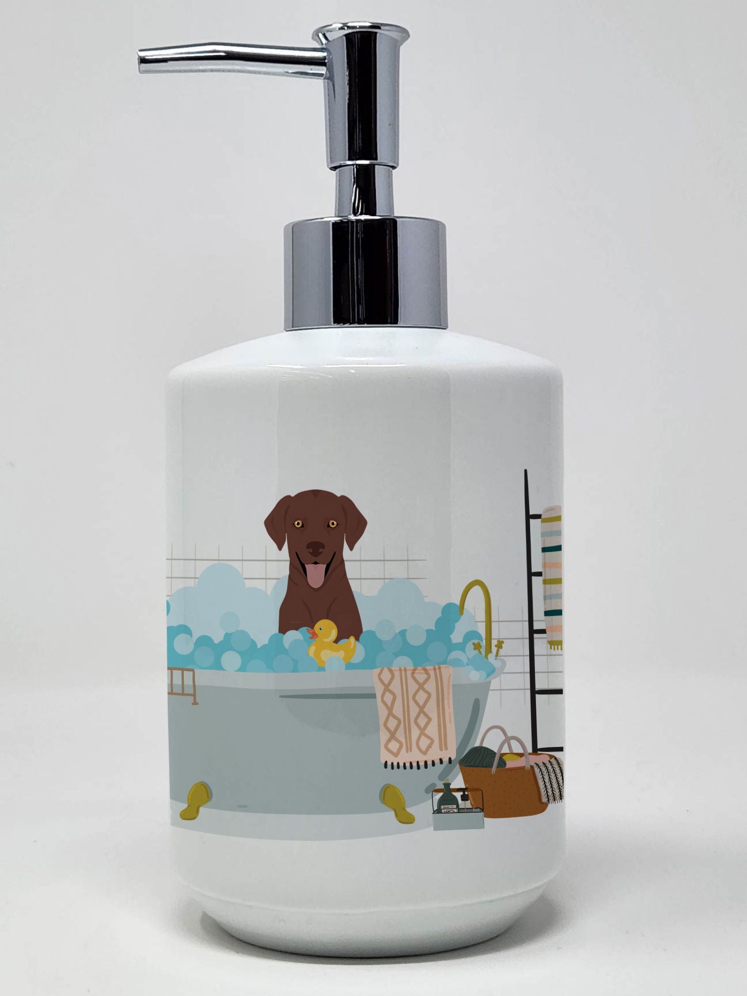 Chocolate Labrador Retriever Ceramic Soap Dispenser Hand Soap Dispenser Pump Bottles for Bathroom Kitchen, Empty Refillable Liqu