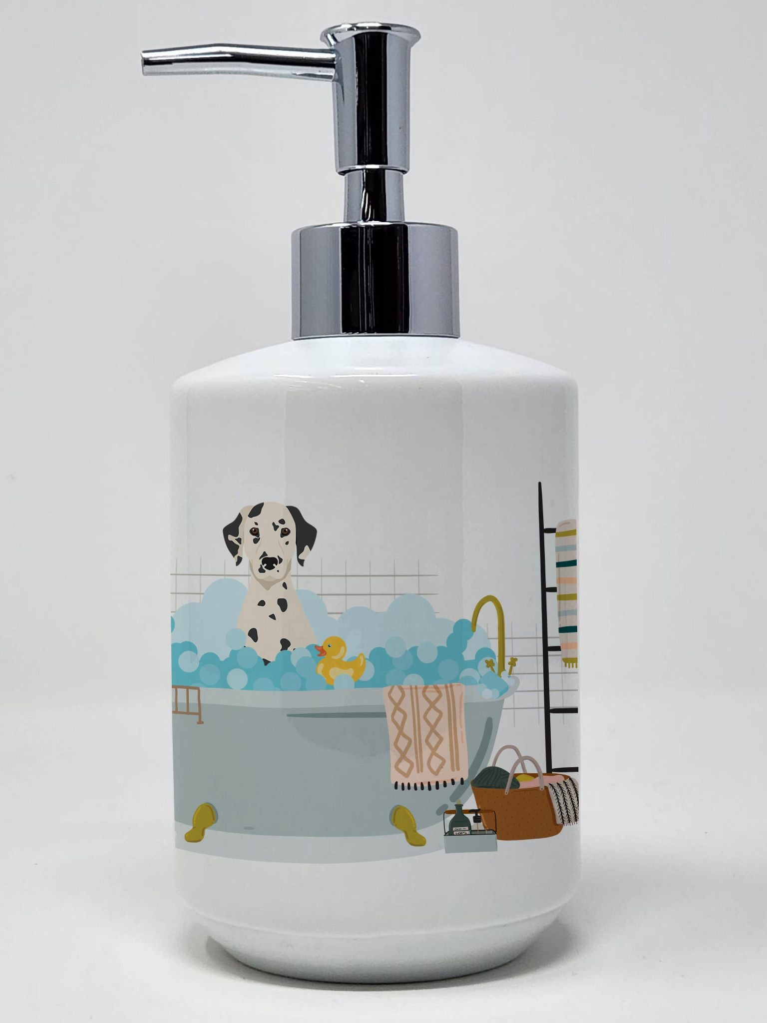 Dalmatian Ceramic Soap Dispenser Hand Soap Dispenser Pump Bottles for Bathroom Kitchen, Empty Refillable Liquid Soap Container