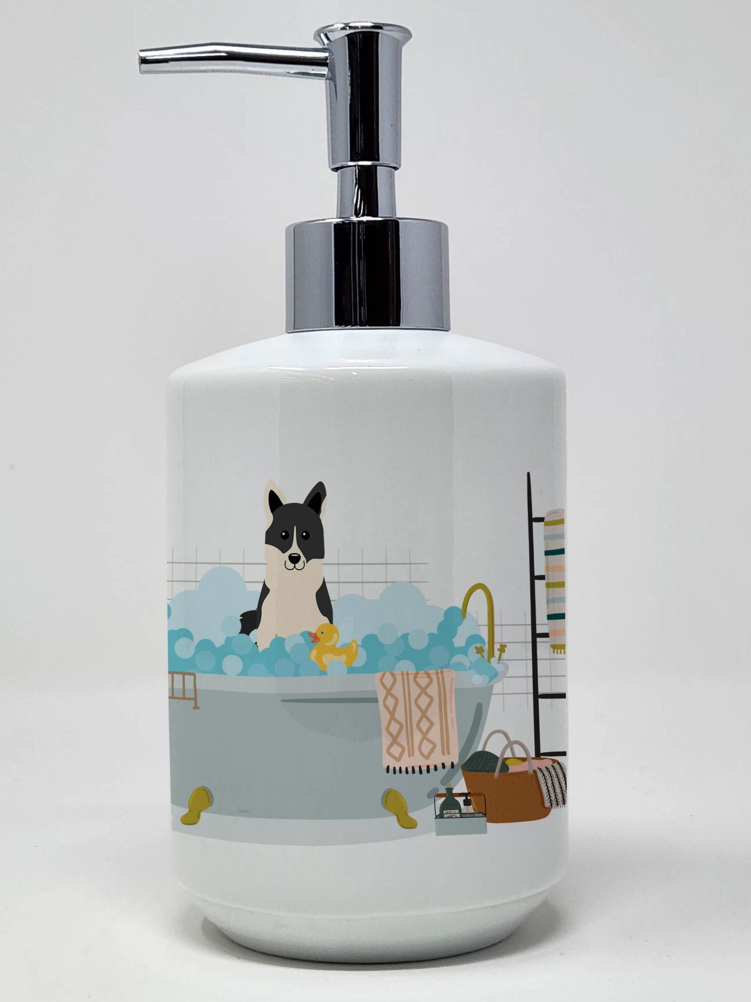 Russo-European Laika Spitz in Bathtub Ceramic Soap Dispenser Hand Soap Dispenser Pump Bottles for Bathroom Kitchen, Empty Refill