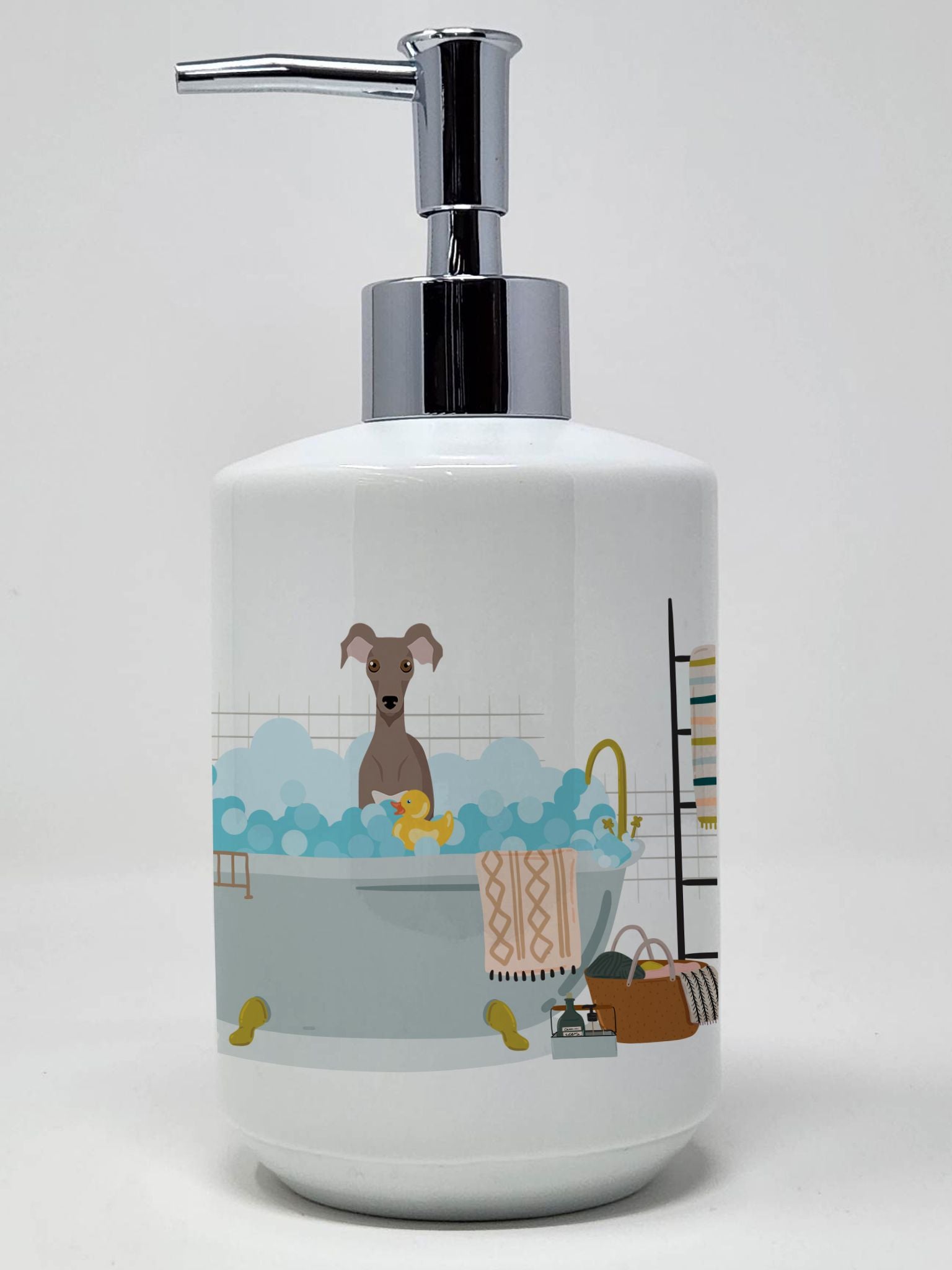 Fawn Italian Greyhound Ceramic Soap Dispenser Hand Soap Dispenser Pump Bottles for Bathroom Kitchen, Empty Refillable Liquid Soa