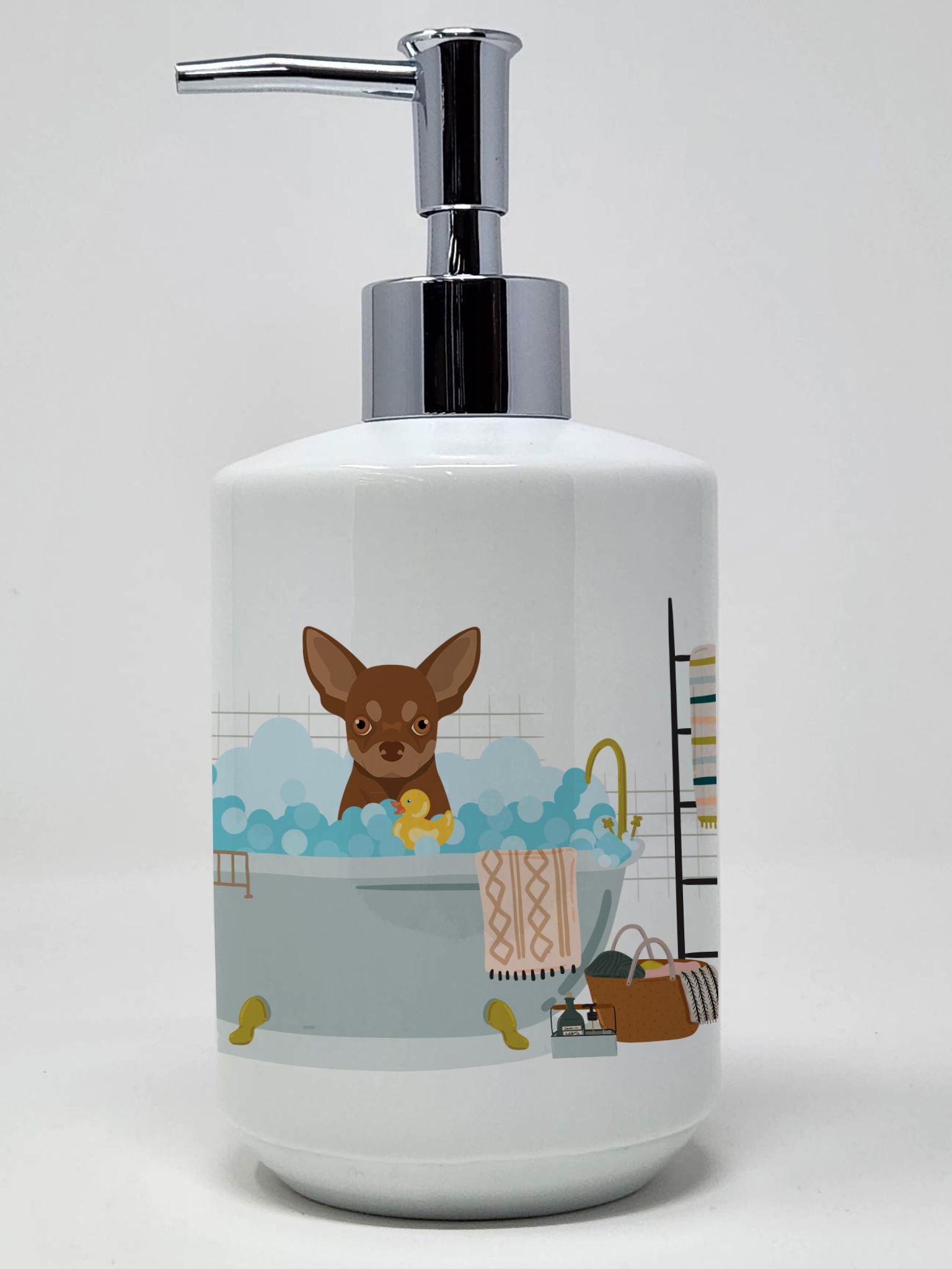 Chocolate and Tan Chihuahua Ceramic Soap Dispenser Hand Soap Dispenser Pump Bottles for Bathroom Kitchen, Empty Refillable Liqui