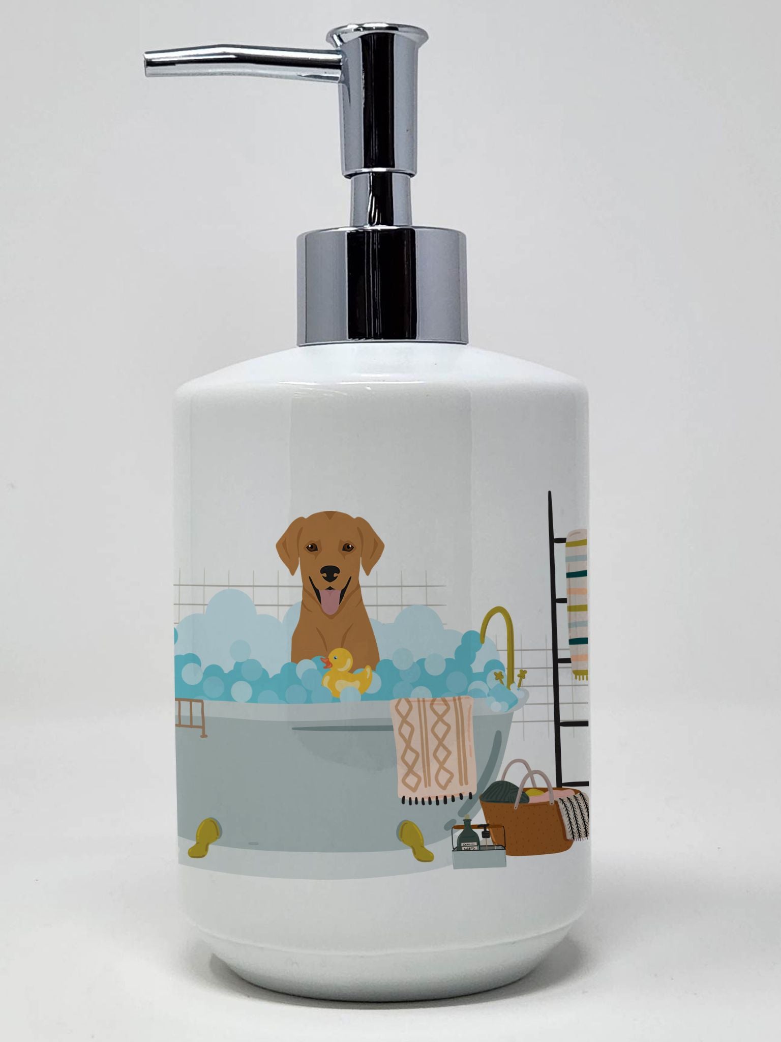 Red Fox Labrador Retriever Ceramic Soap Dispenser Hand Soap Dispenser Pump Bottles for Bathroom Kitchen, Empty Refillable Liquid