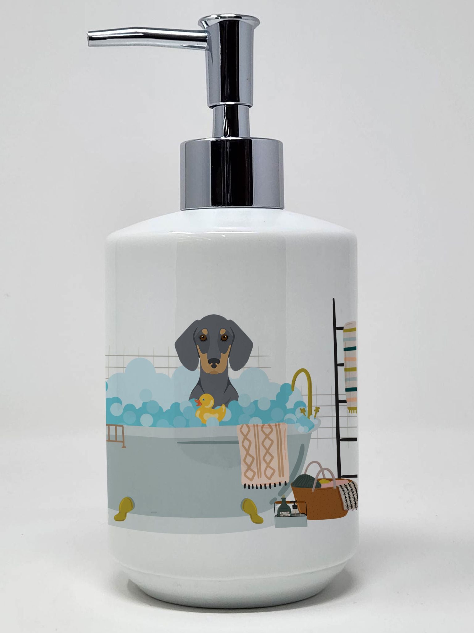 Blue and Tan Dachshund Ceramic Soap Dispenser Hand Soap Dispenser Pump Bottles for Bathroom Kitchen, Empty Refillable Liquid Soa