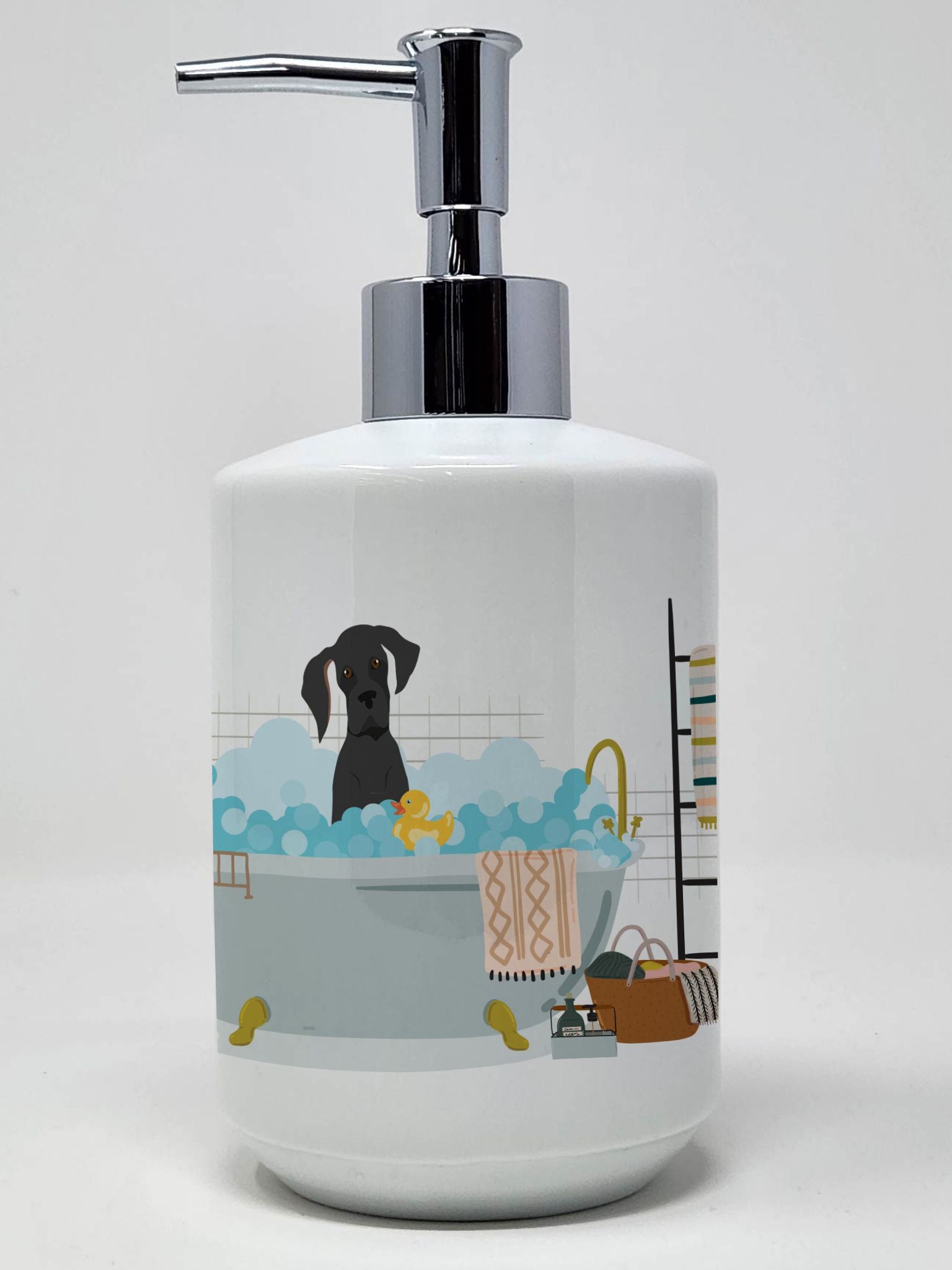 Black Great Dane Ceramic Soap Dispenser Hand Soap Dispenser Pump Bottles for Bathroom Kitchen, Empty Refillable Liquid Soap Cont
