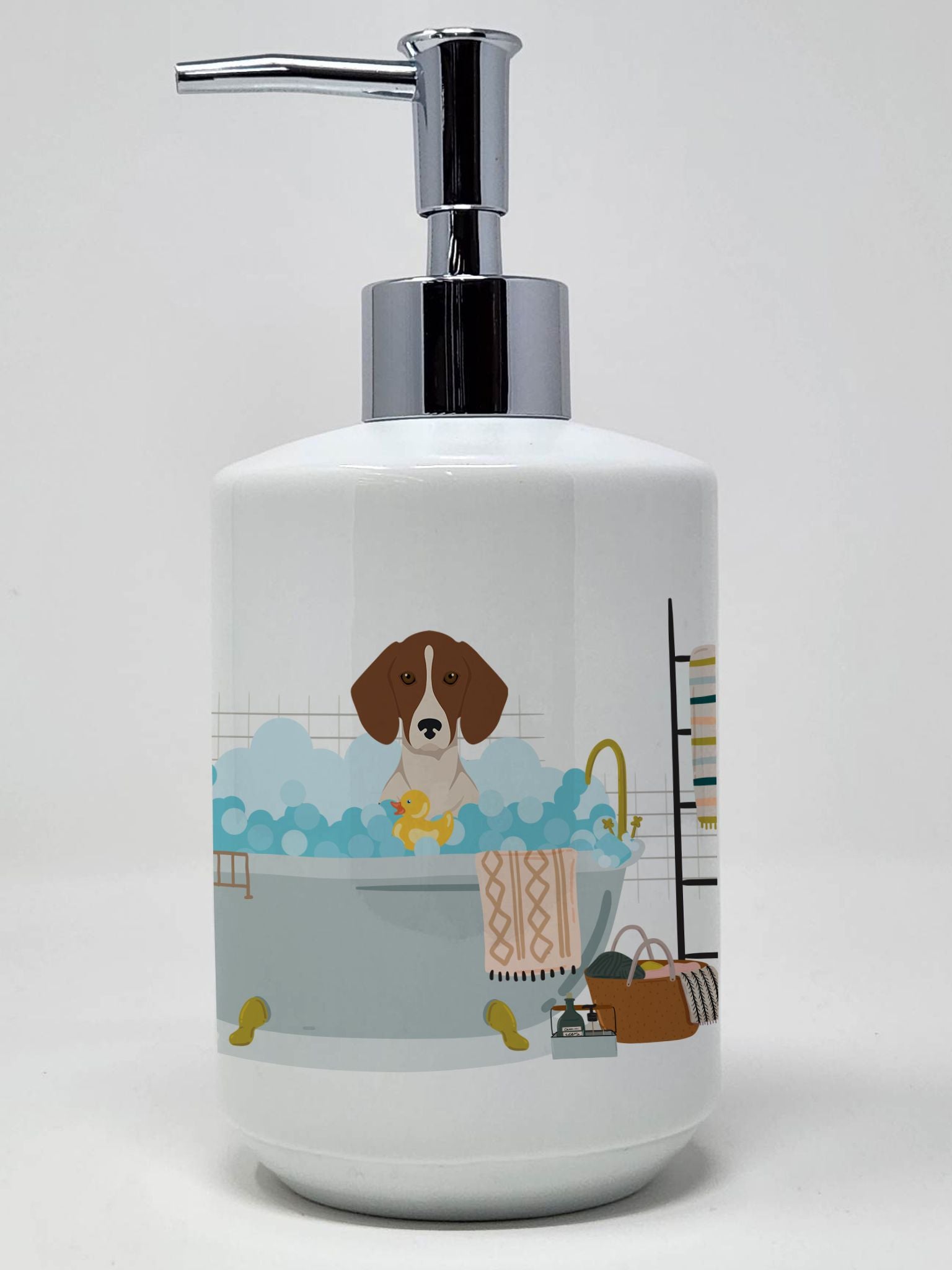 Red Piebald Dachshund Ceramic Soap Dispenser Hand Soap Dispenser Pump Bottles for Bathroom Kitchen, Empty Refillable Liquid Soap