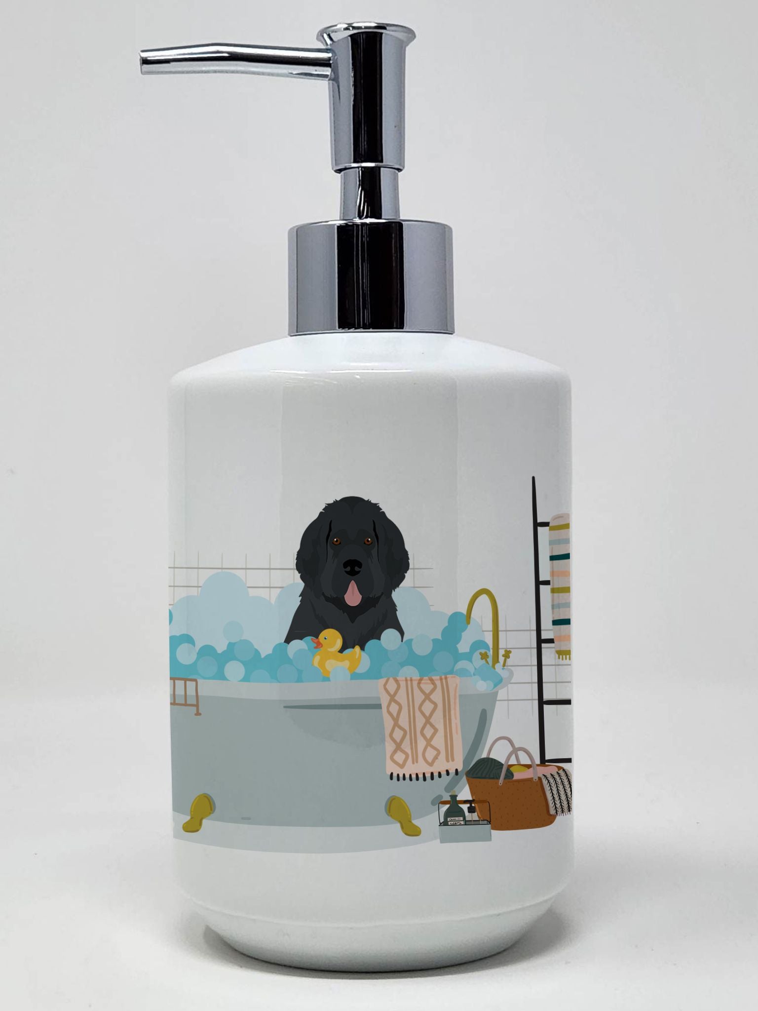 Black Newfoundland Ceramic Soap Dispenser Hand Soap Dispenser Pump Bottles for Bathroom Kitchen, Empty Refillable Liquid Soap Co