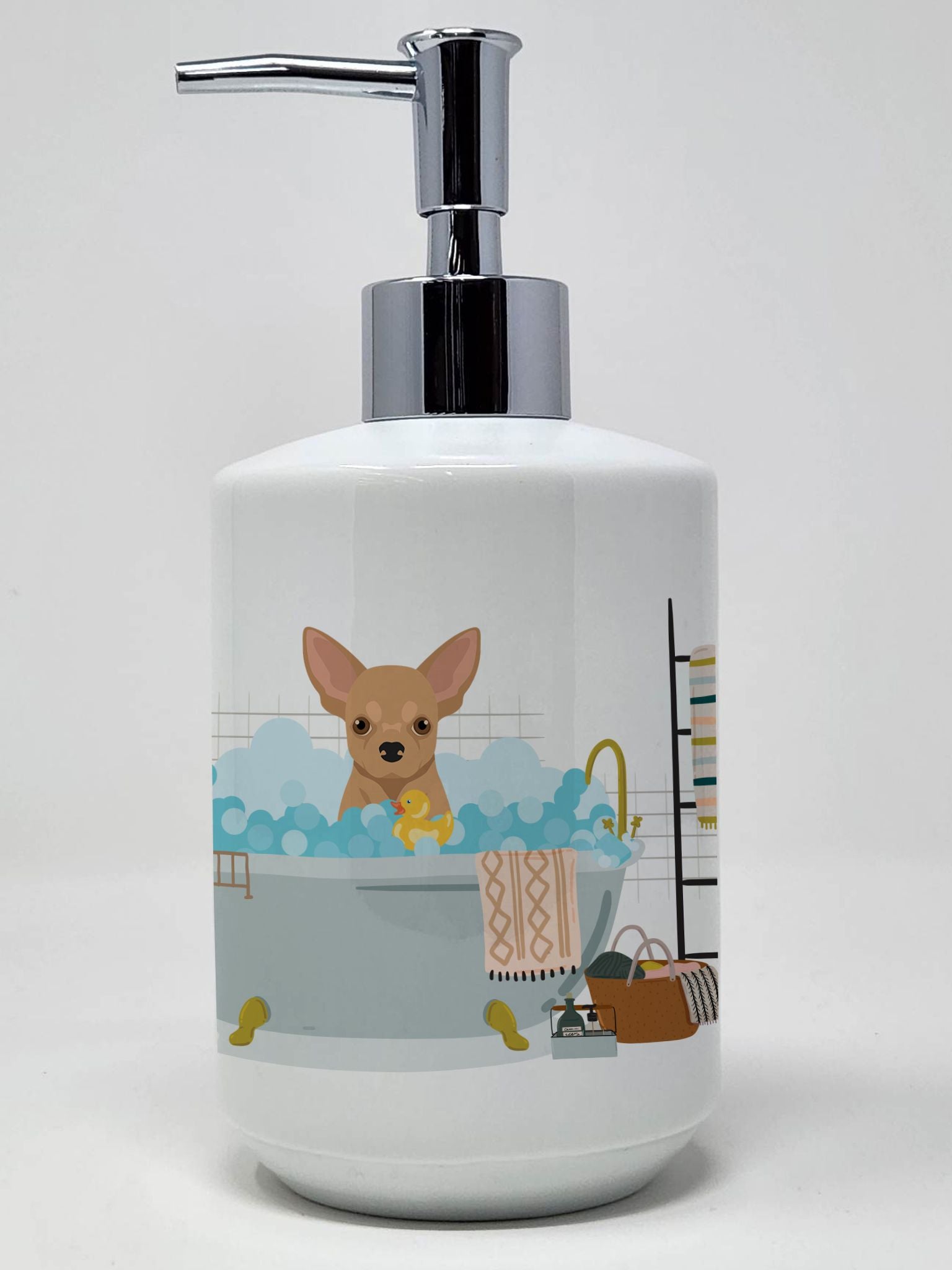 Gold Chihuahua Ceramic Soap Dispenser Hand Soap Dispenser Pump Bottles for Bathroom Kitchen, Empty Refillable Liquid Soap Contai