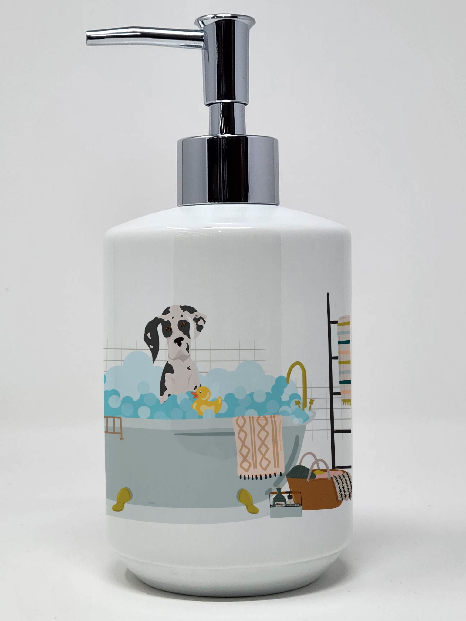 Harlequin Great Dane Ceramic Soap Dispenser Hand Soap Dispenser Pump Bottles for Bathroom Kitchen, Empty Refillable Liquid Soap 
