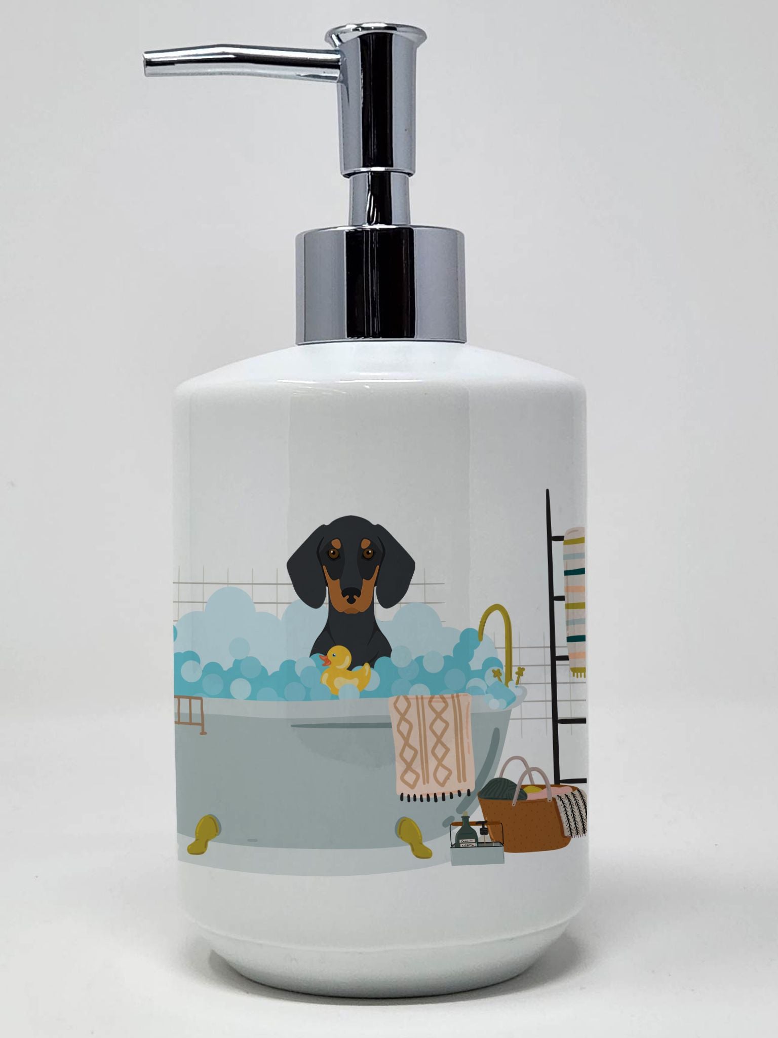 Black and Tan Dachshund Ceramic Soap Dispenser Hand Soap Dispenser Pump Bottles for Bathroom Kitchen, Empty Refillable Liquid So