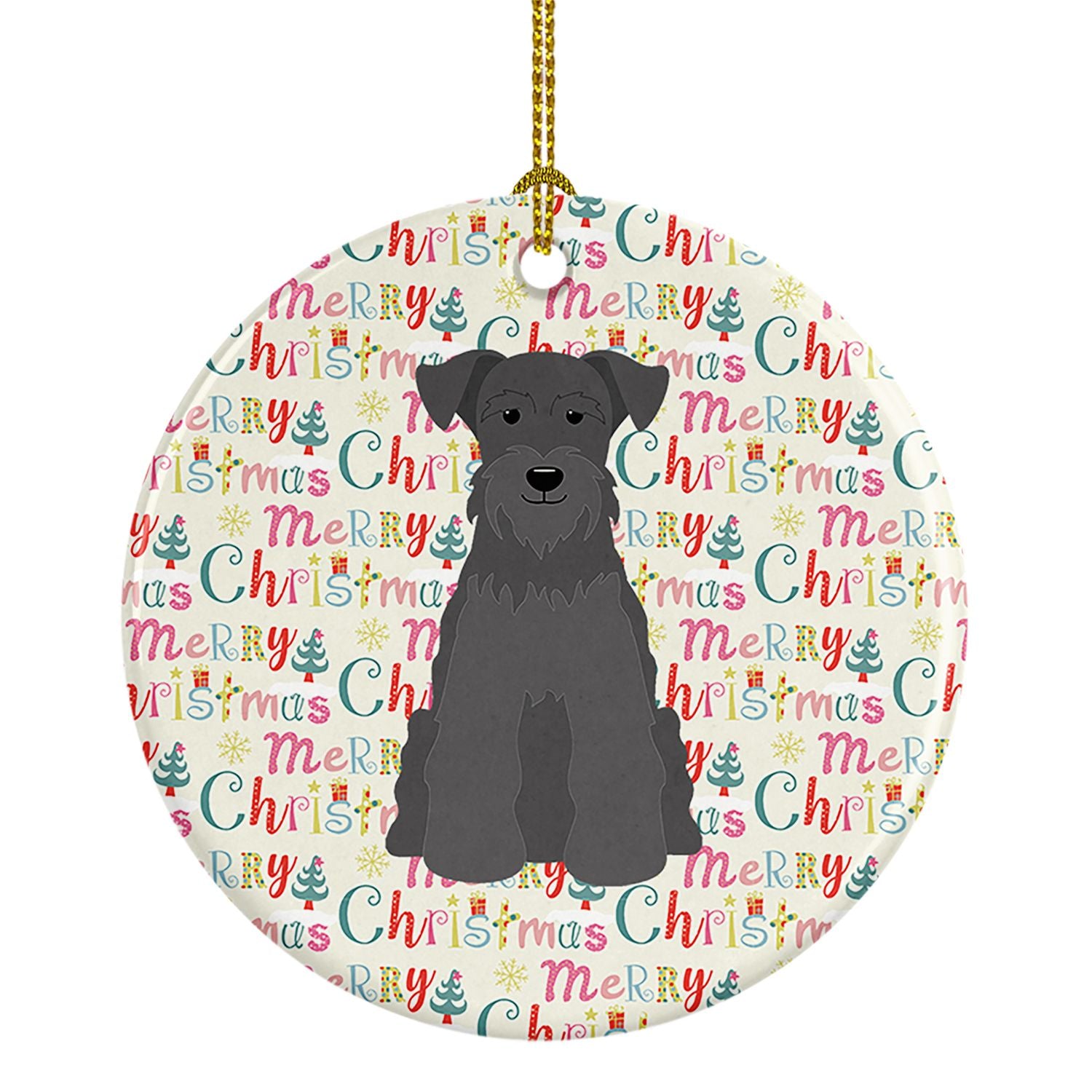 Merry Christmas Miniature Schnauzer Black Ceramic Ornament Christmas Tree Hanging Decorations for Home Christmas Holiday, Party,