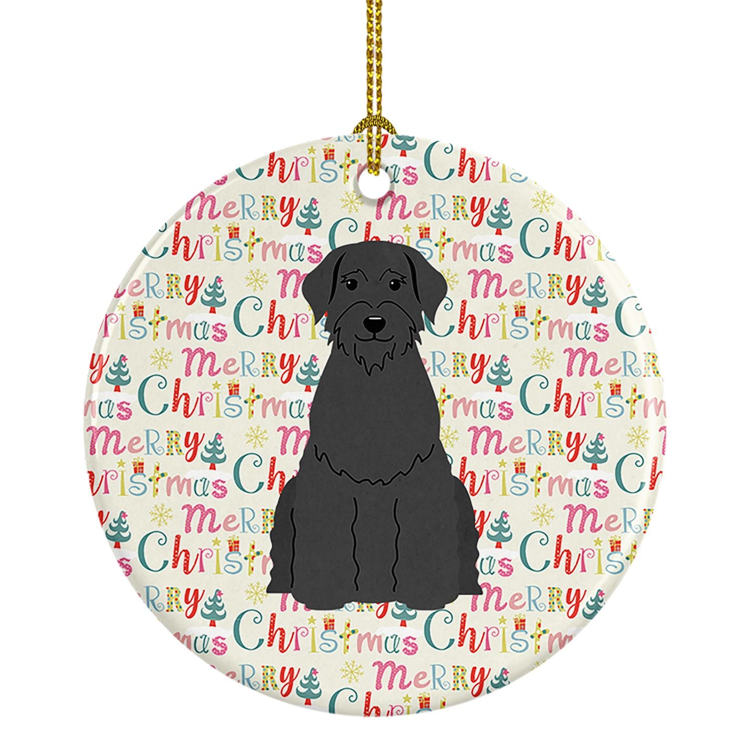 Merry Christmas Giant Schnauzer Ceramic Ornament Christmas Tree Hanging Decorations for Home Christmas Holiday, Party, Gift, 3 i