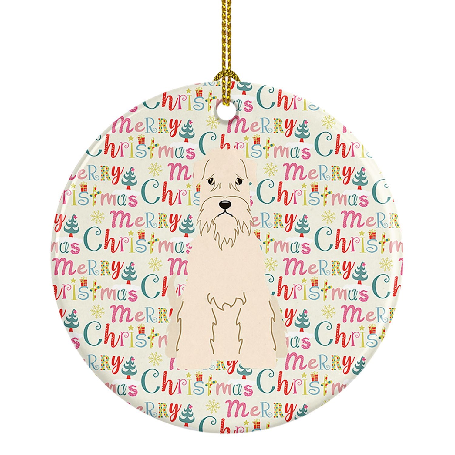 Merry Christmas Soft Coated Wheaten Terrier Ceramic Ornament Christmas Tree Hanging Decorations for Home Christmas Holiday, Part