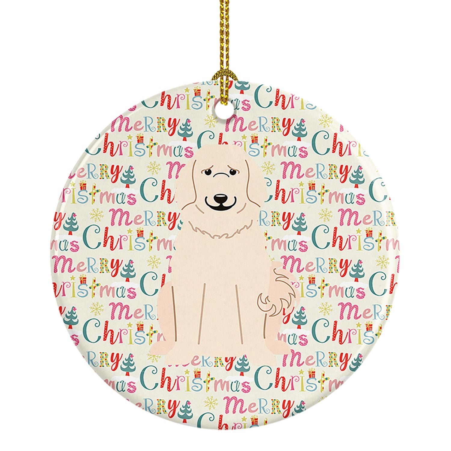 Merry Christmas Great Pyrenese Ceramic Ornament Christmas Tree Hanging Decorations for Home Christmas Holiday, Party, Gift, 3 in