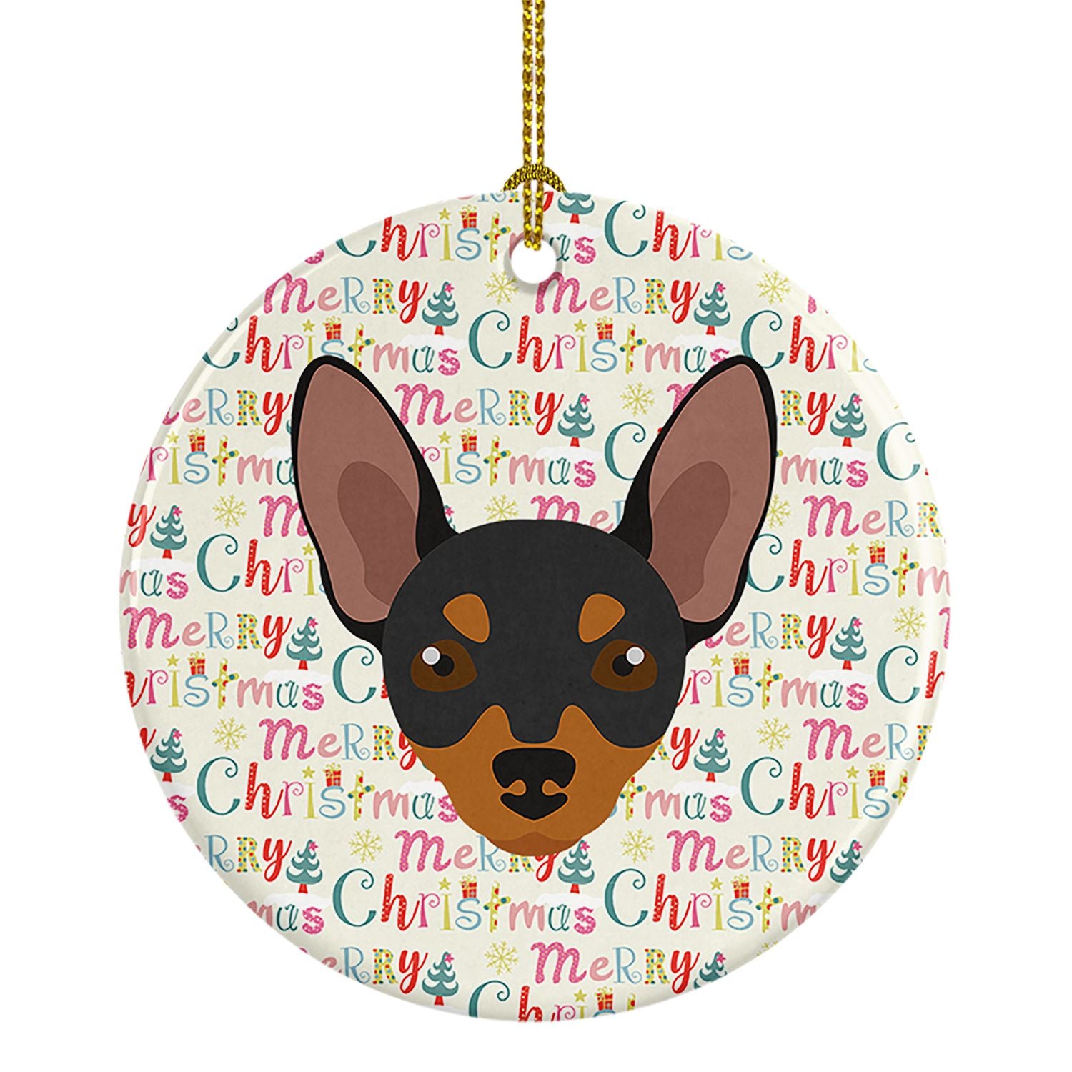 Prague Ratter Merry Christmas Ceramic Ornament Christmas Tree Hanging Decorations for Home Christmas Holiday, Party, Gift, 3 in,
