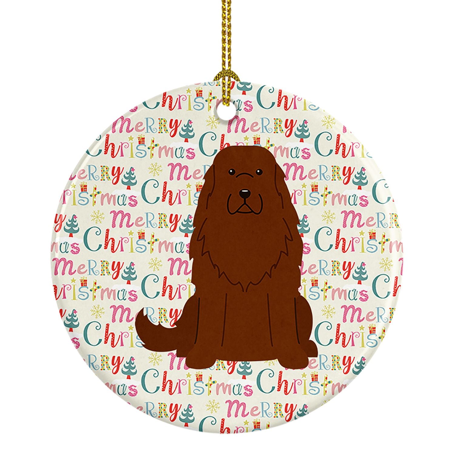 Merry Christmas Caucasian Shepherd Dog Ceramic Ornament Christmas Tree Hanging Decorations for Home Christmas Holiday, Party, Gi