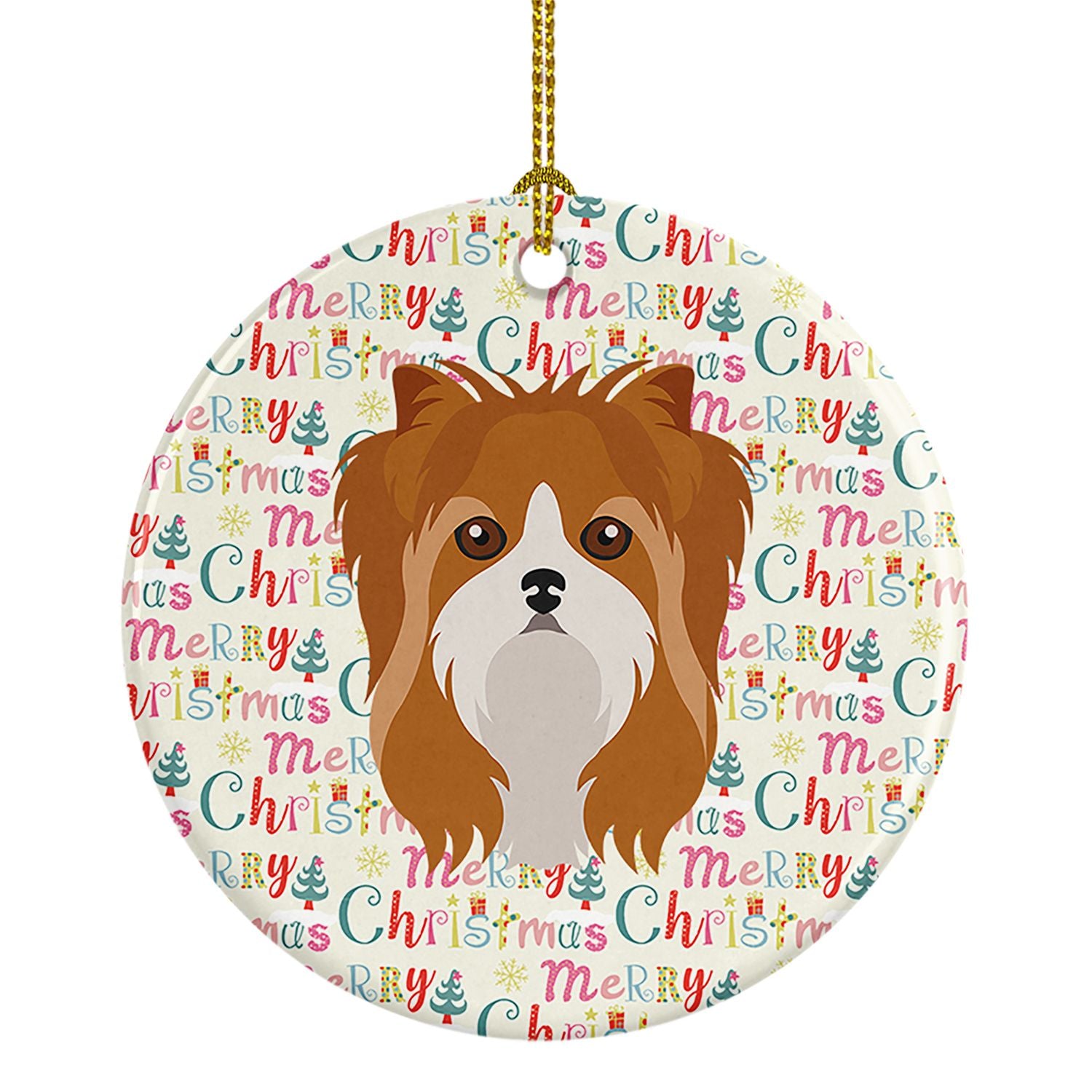 Yorkshire Terrier Merry Christmas Ceramic Ornament Christmas Tree Hanging Decorations for Home Christmas Holiday, Party, Gift, 3