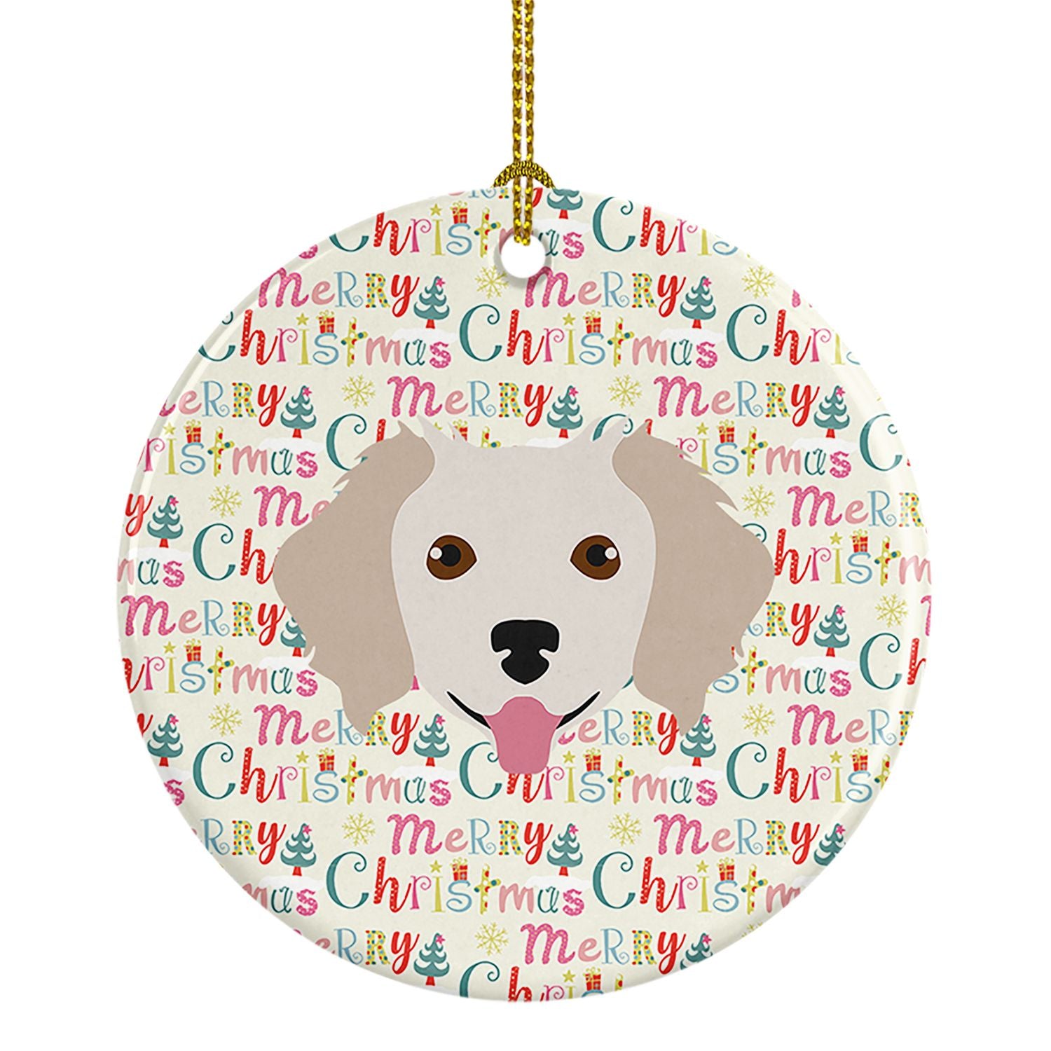 Small Greek Domestic Dog Merry Christmas Ceramic Ornament Christmas Tree Hanging Decorations for Home Christmas Holiday, Party, 