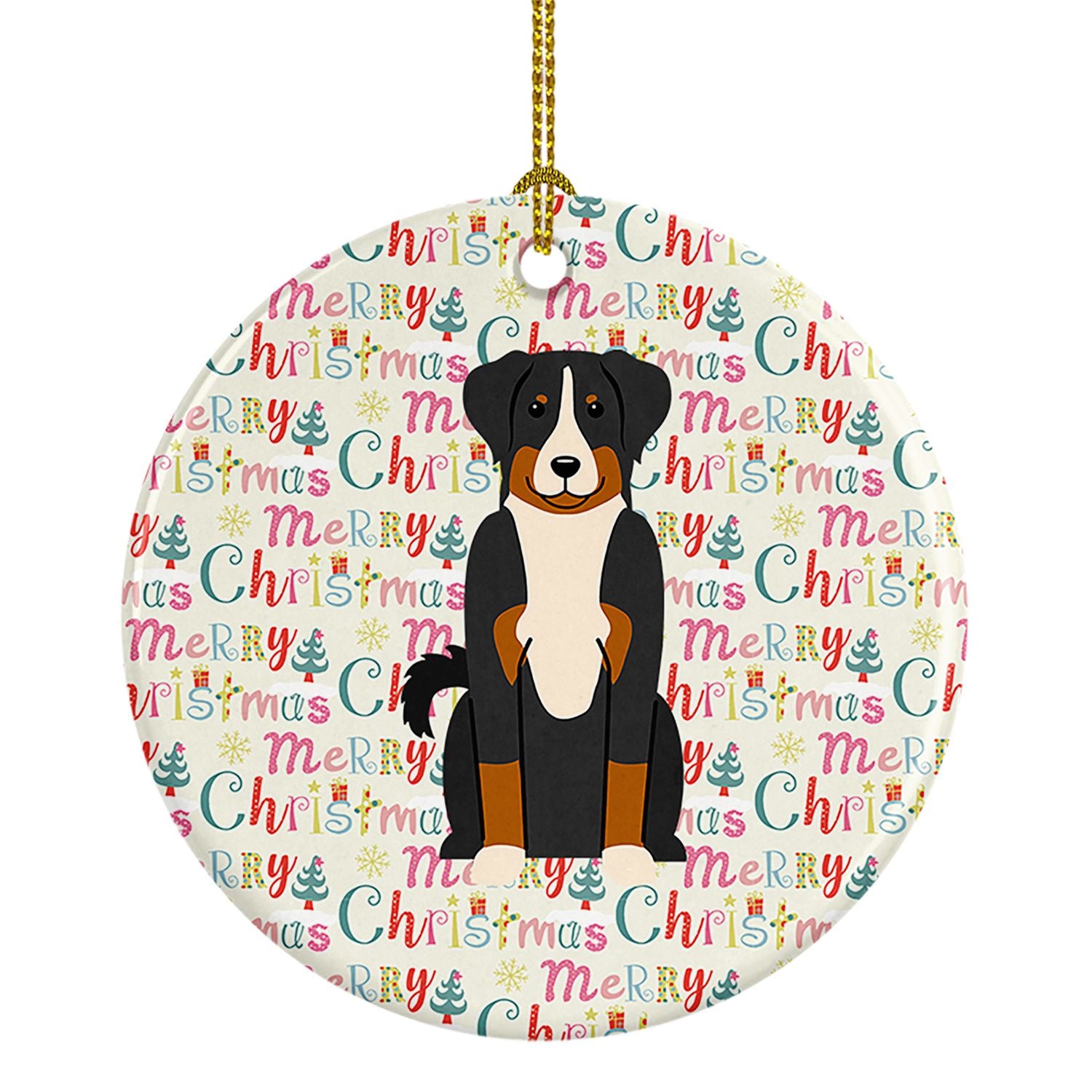 Merry Christmas Appenzeller Sennenhund Ceramic Ornament Christmas Tree Hanging Decorations for Home Christmas Holiday, Party, Gi