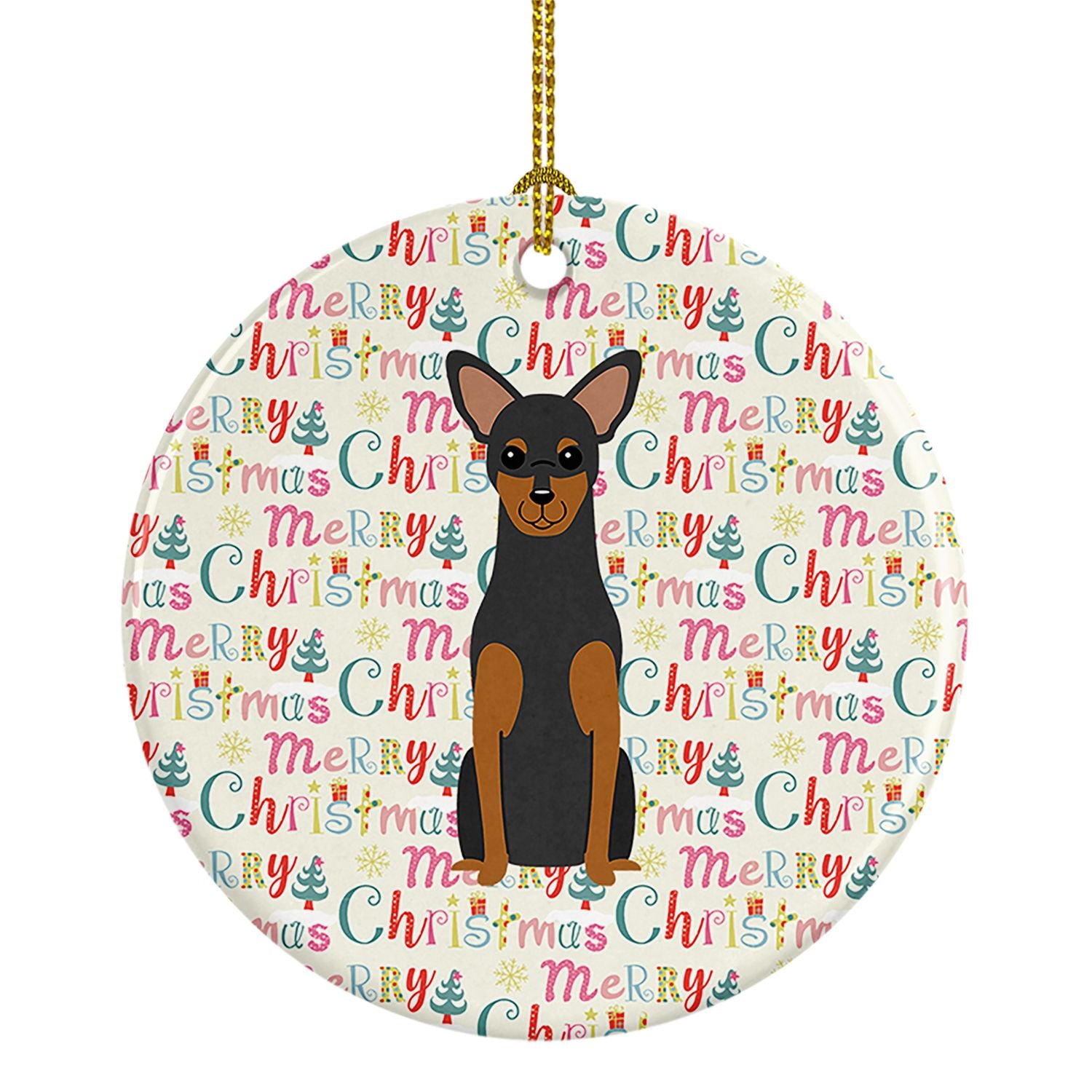 Merry Christmas Manchester Terrier Ceramic Ornament Christmas Tree Hanging Decorations for Home Christmas Holiday, Party, Gift, 