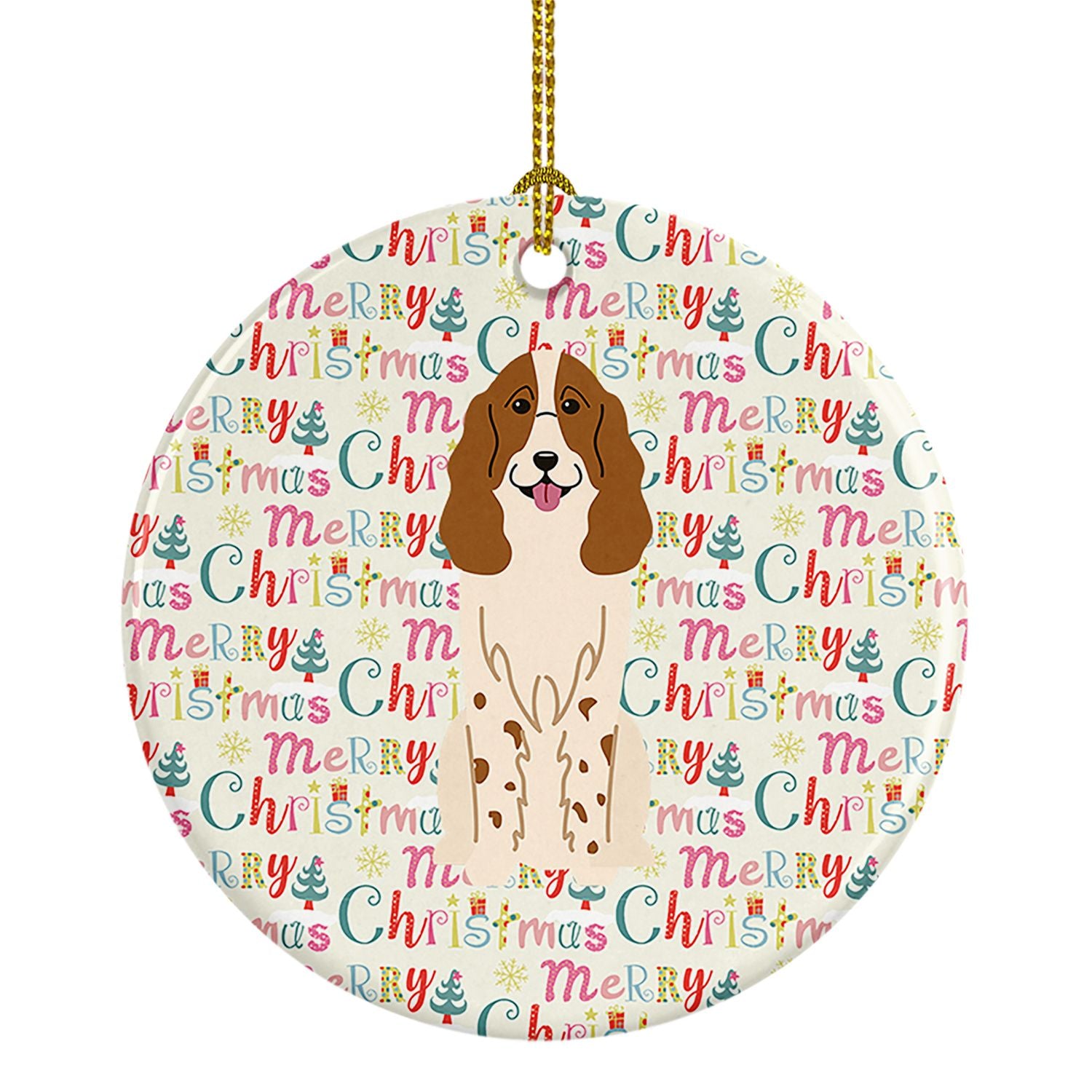 Merry Christmas Russian Spaniel Ceramic Ornament Christmas Tree Hanging Decorations for Home Christmas Holiday, Party, Gift, 3 i