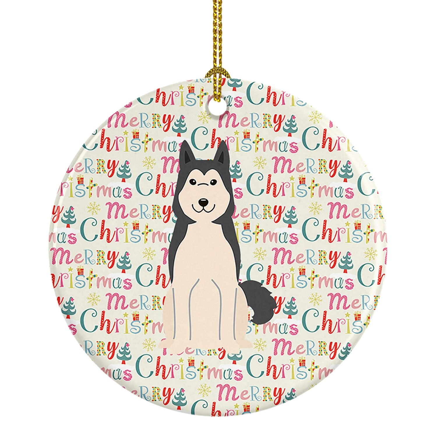 Merry Christmas West Siberian Laika Spitz Ceramic Ornament Christmas Tree Hanging Decorations for Home Christmas Holiday, Party,