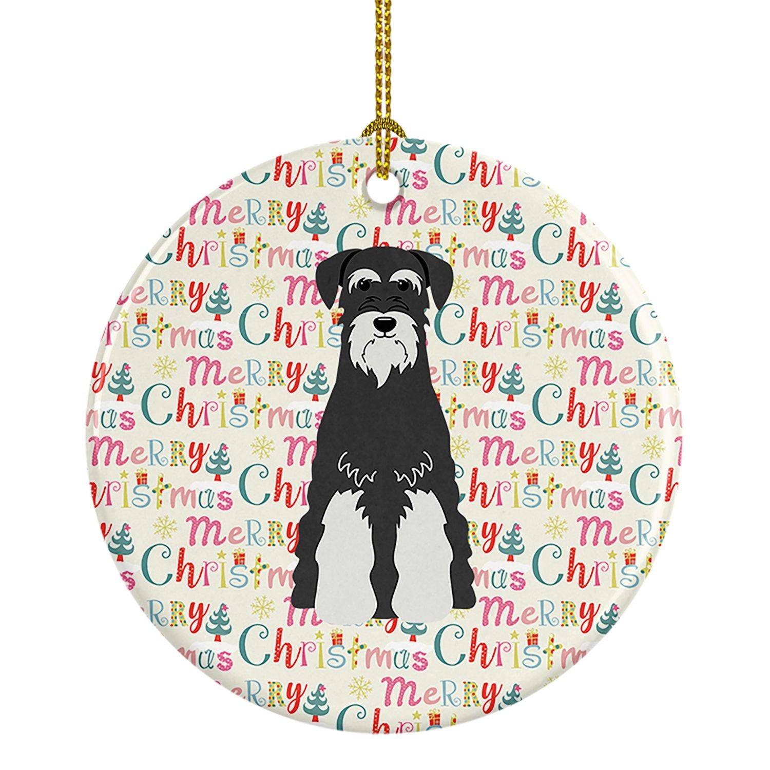 Merry Christmas Standard Schnauzer Salt and Pepper Ceramic Ornament Christmas Tree Hanging Decorations for Home Christmas Holida