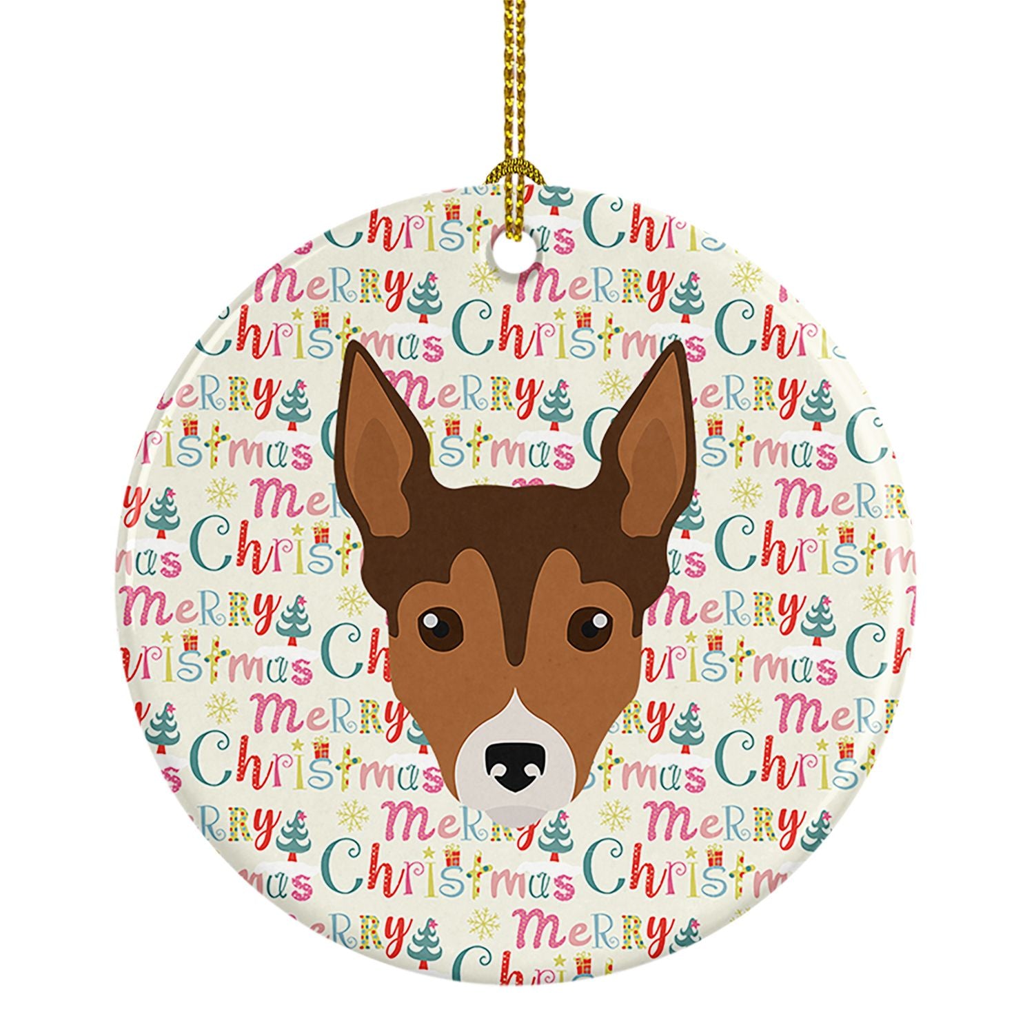 Tenterfield Terrier Merry Christmas Ceramic Ornament Christmas Tree Hanging Decorations for Home Christmas Holiday, Party, Gift,