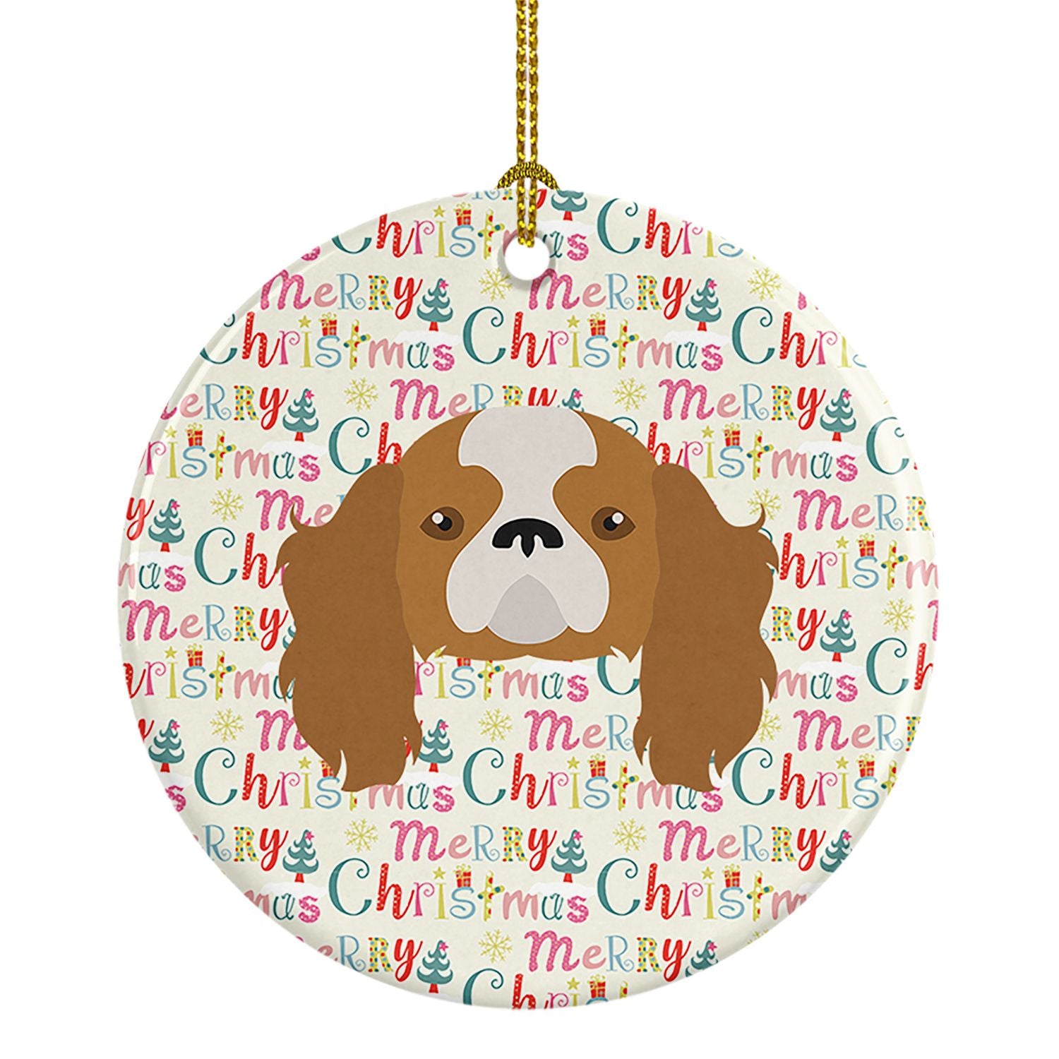 Blenheim Cavalier King Charles Spaniel Merry Christmas Ceramic Ornament Christmas Tree Hanging Decorations for Home Christmas Ho