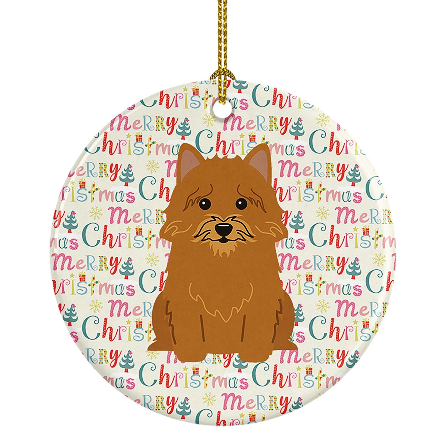 Merry Christmas Norwich Terrier Ceramic Ornament Christmas Tree Hanging Decorations for Home Christmas Holiday, Party, Gift, 3 i