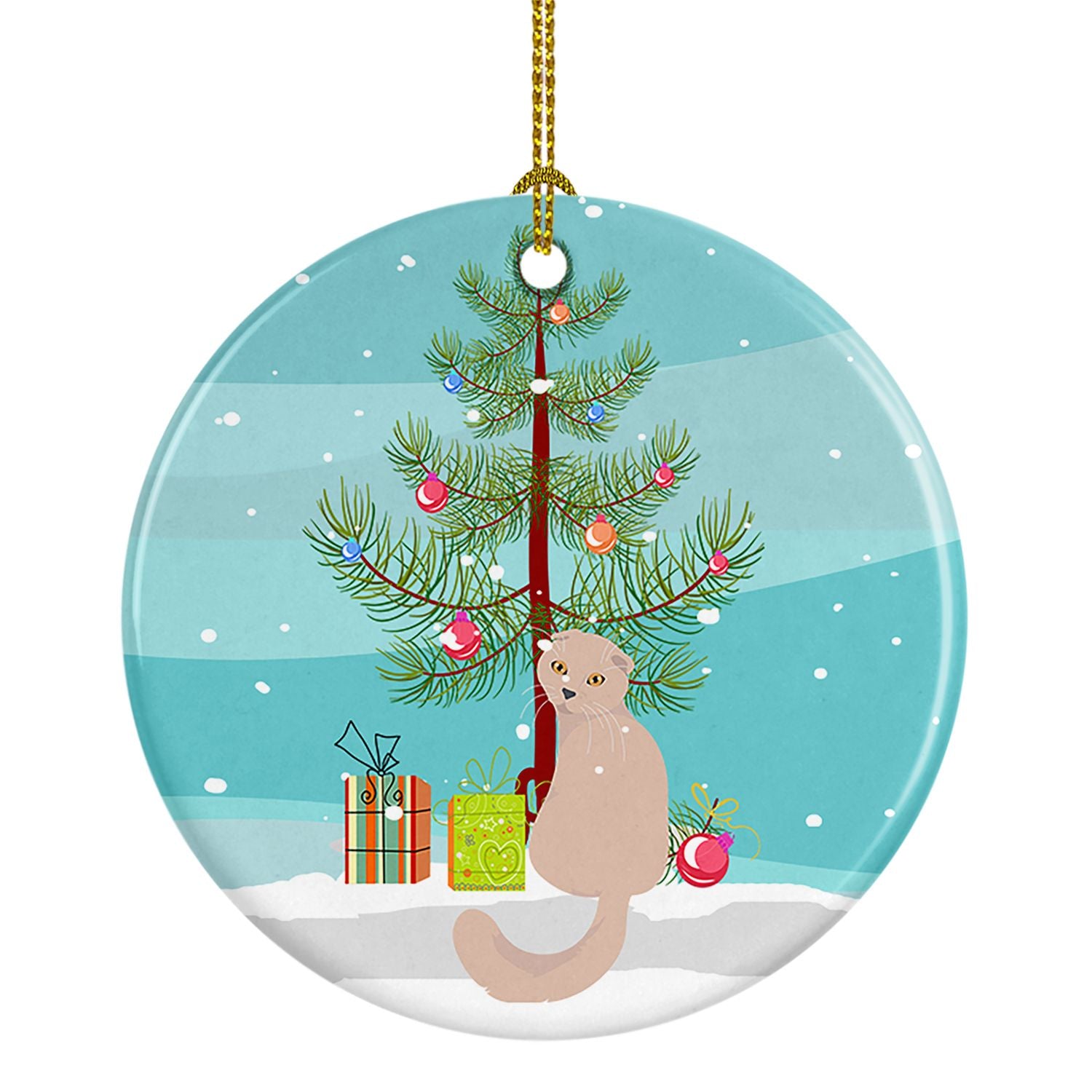 NEW Scottish Fold Cat Christmas Ceramic Ornament Christmas Tree Hanging Decorations for Home Christmas Holiday, Party, Gift, 3 i