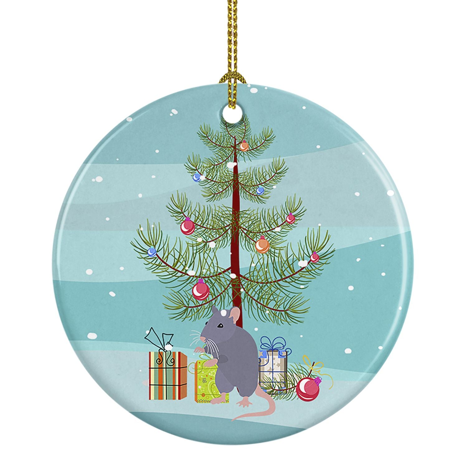 Blue Rat Merry Christmas Ceramic Ornament Christmas Tree Hanging Decorations for Home Christmas Holiday, Party, Gift, 3 in, Mult